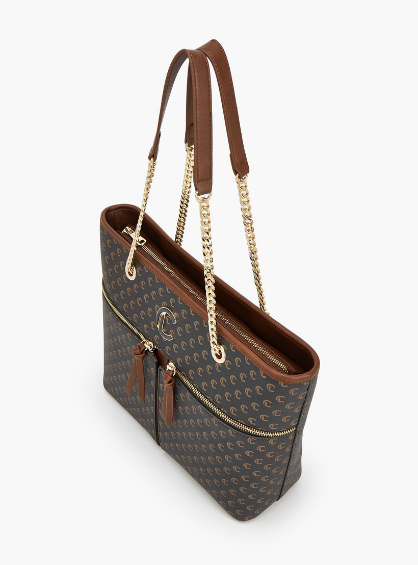 Le Confort Monogram Print Tote Bag with Chain Handles-women-bagsandwallets-handbags-image-5