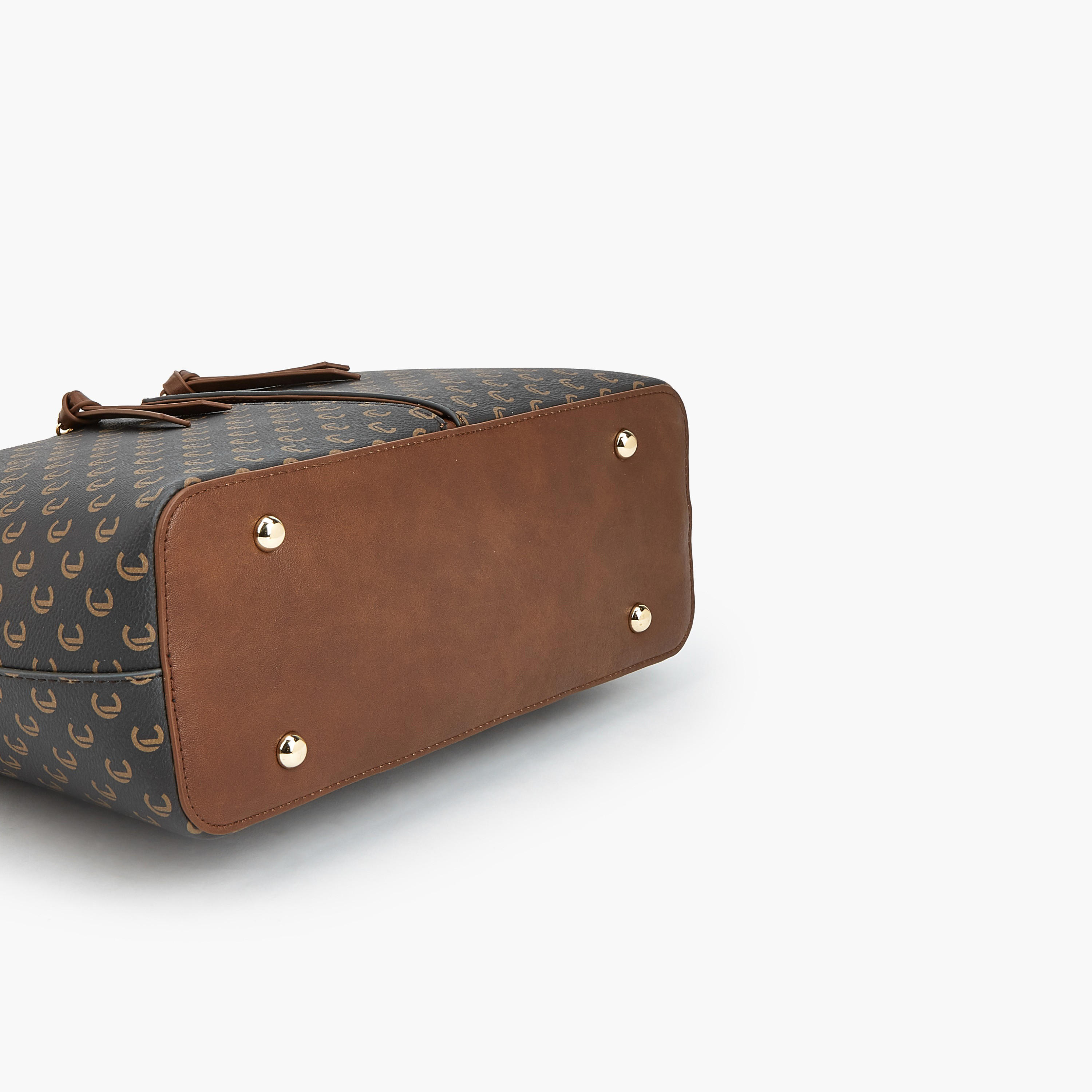 Le Confort Monogram Print Tote Bag with Chain Handles-women-bagsandwallets-handbags-image-6