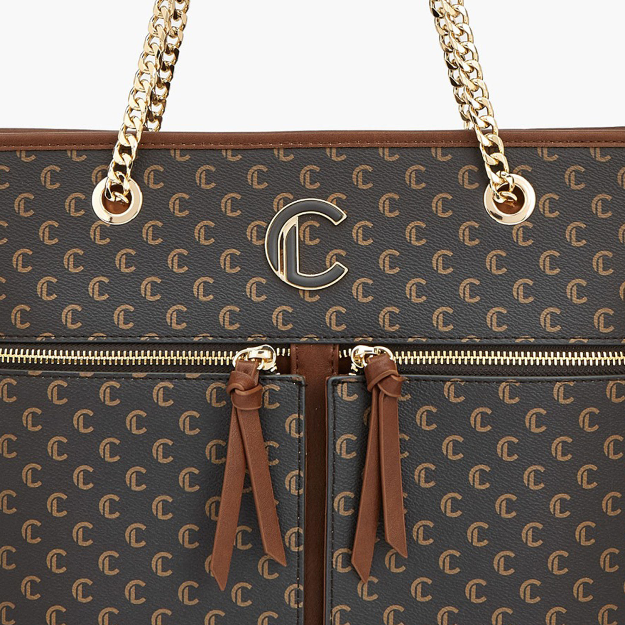 Le Confort Monogram Print Tote Bag with Chain Handles-women-bagsandwallets-handbags-image-8