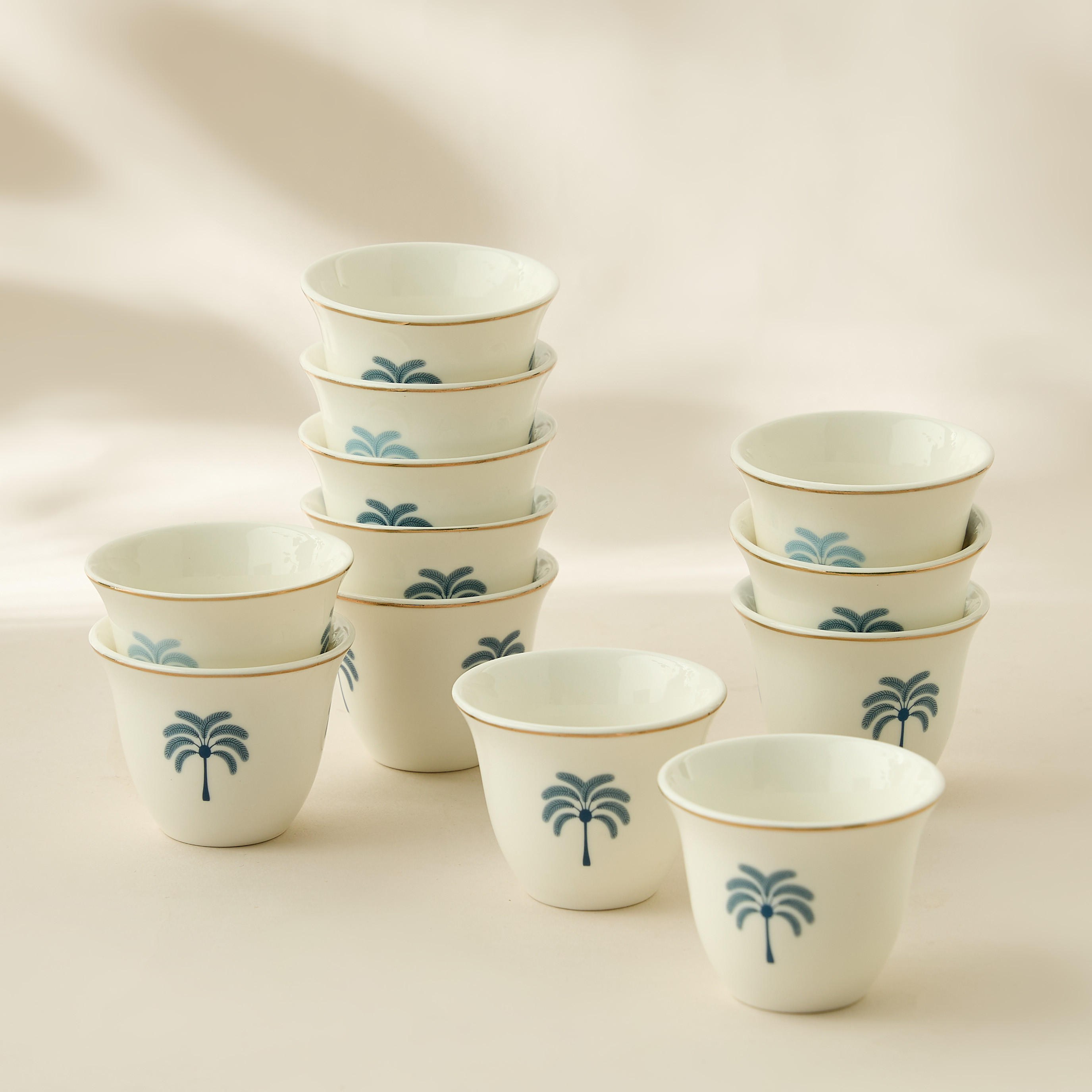 Palm Tree Print New Bone China Kahwa Cup - Set of 12-household-dining-teaandcoffee-teaandcoffeesets-image-5
