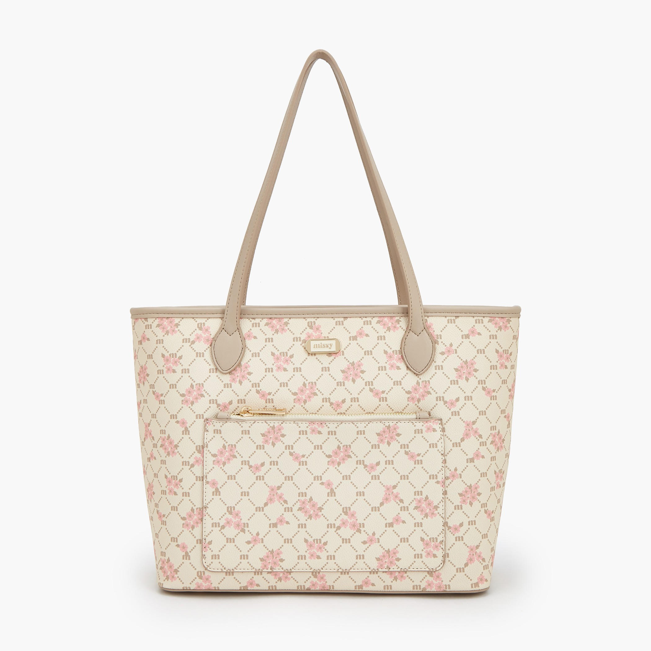 Missy Monogram Print Tote Bag with Double Handle-women-bagsandwallets-handbags-image-1
