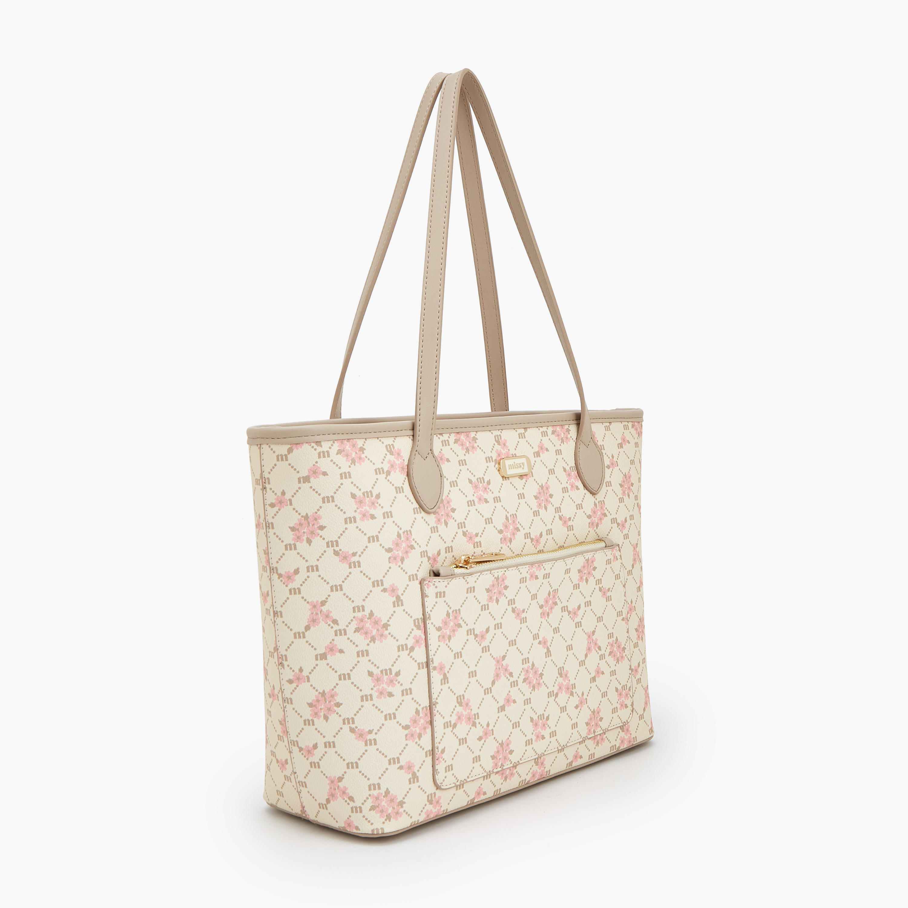 Missy Monogram Print Tote Bag with Double Handle-women-bagsandwallets-handbags-image-2