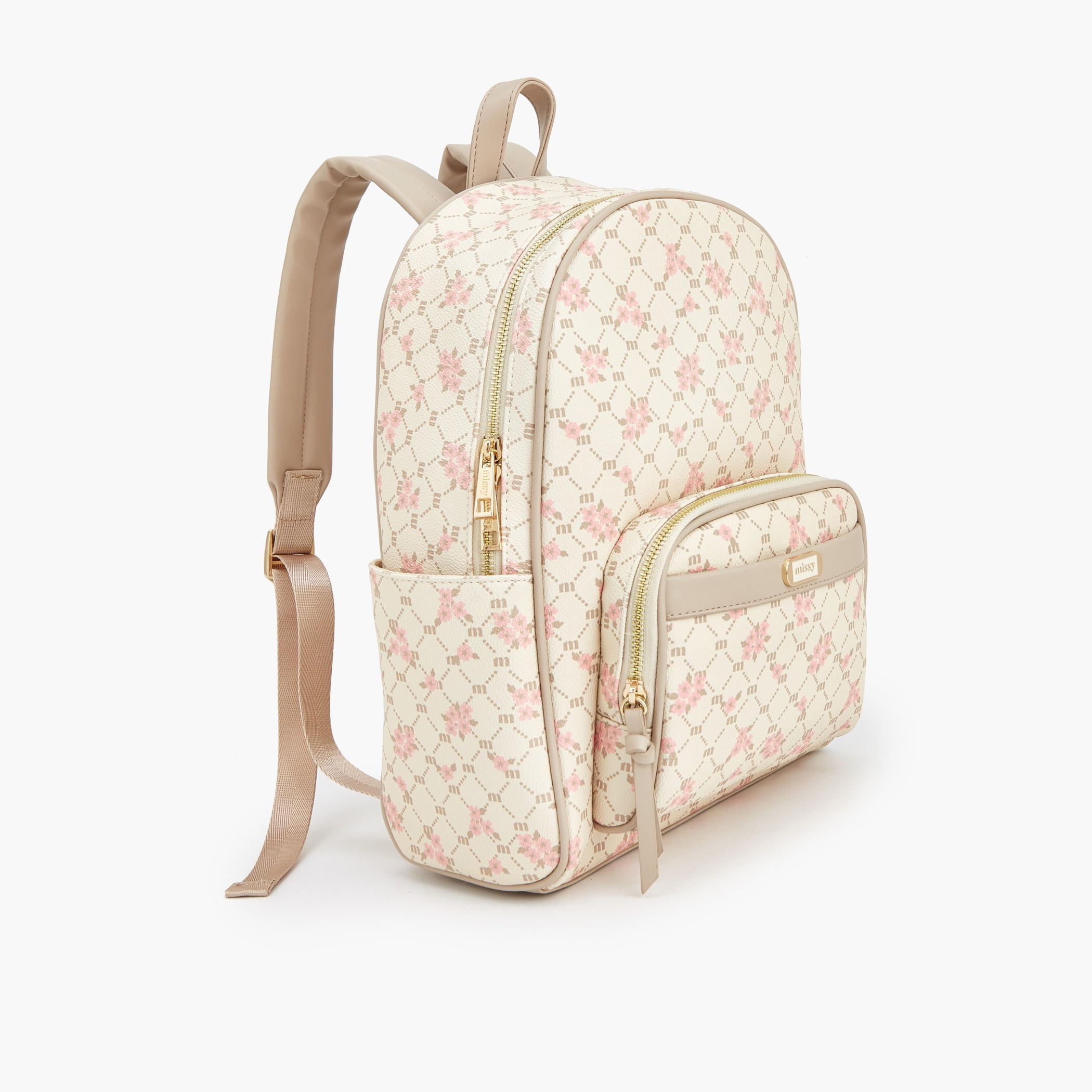 Missy Monogram Print Backpack with Adjustable Straps-women-bagsandwallets-backpacks-image-2