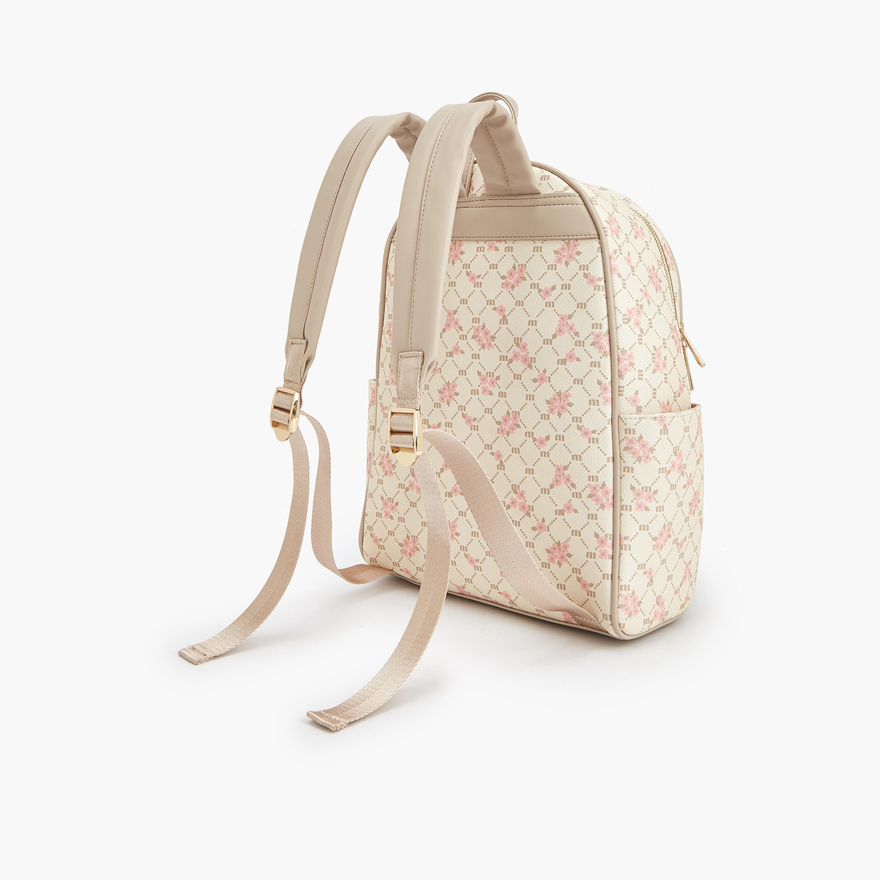 Missy Monogram Print Backpack with Adjustable Straps-women-bagsandwallets-backpacks-image-7