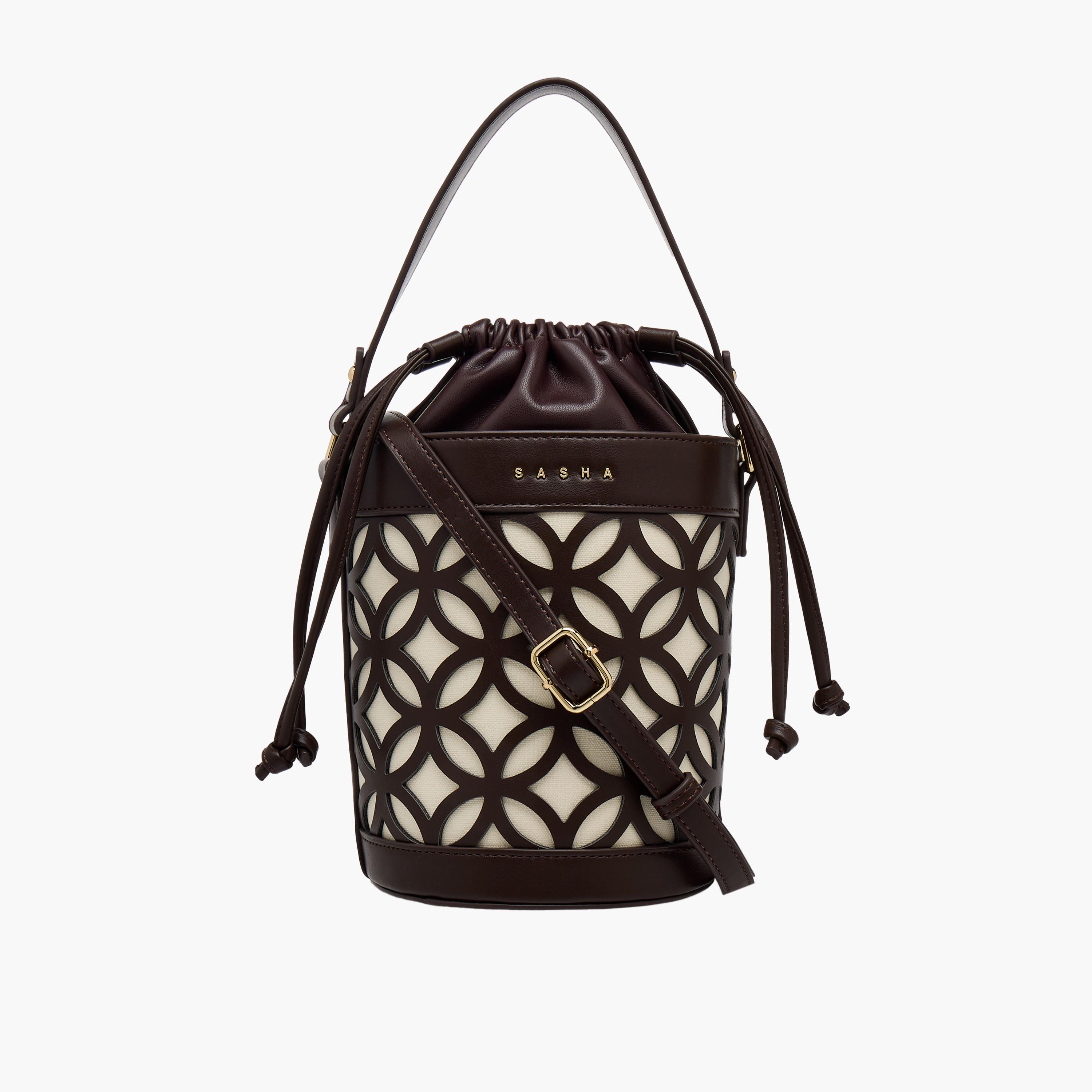 Sasha Kod Cutowork Detail Bucket Bag with Drawstring Closure-women-bagsandwallets-handbags-image-1