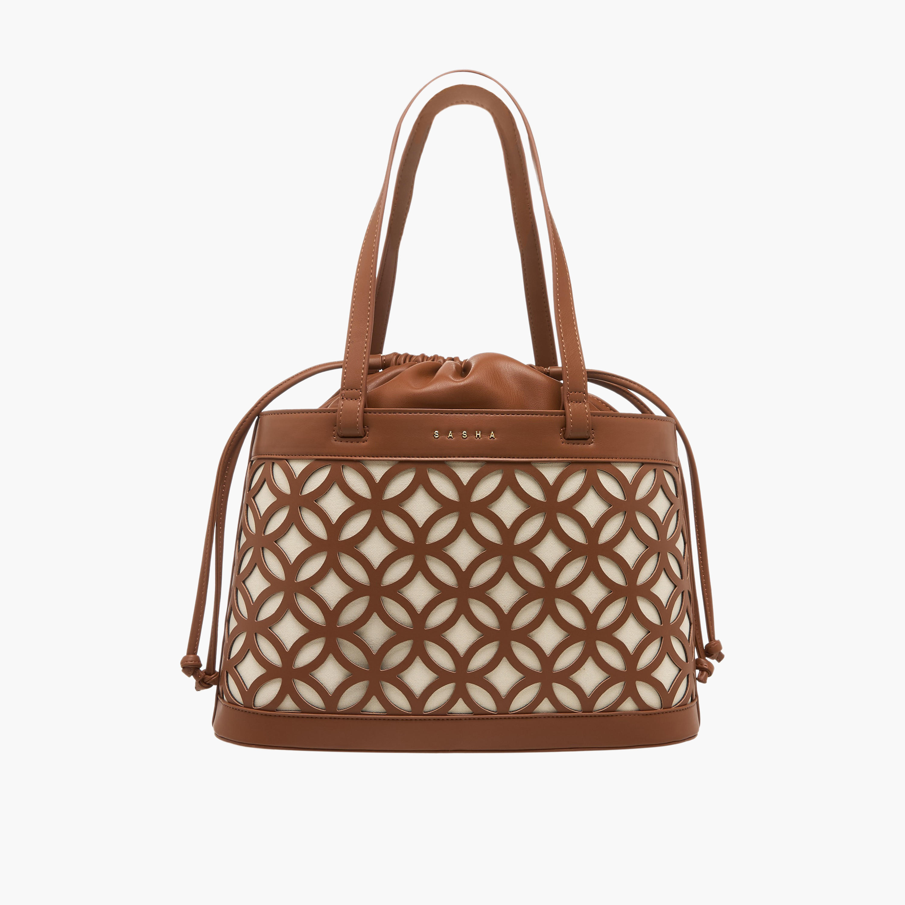 Sasha Kod Cutwork Detail Shoulder Bag with Drawstring Closure-women-bagsandwallets-handbags-image-1