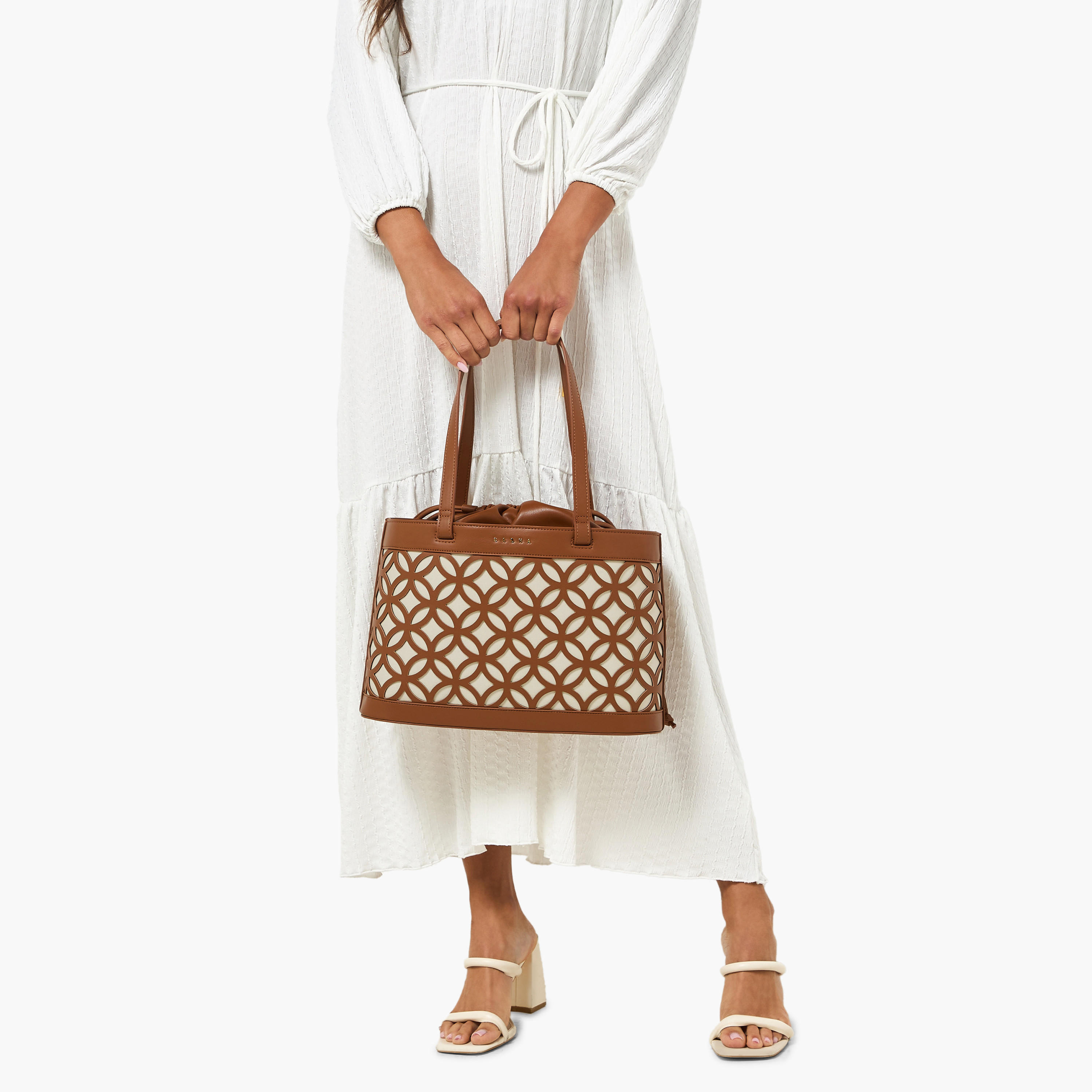 Sasha Kod Cutwork Detail Shoulder Bag with Drawstring Closure-women-bagsandwallets-handbags-image-2