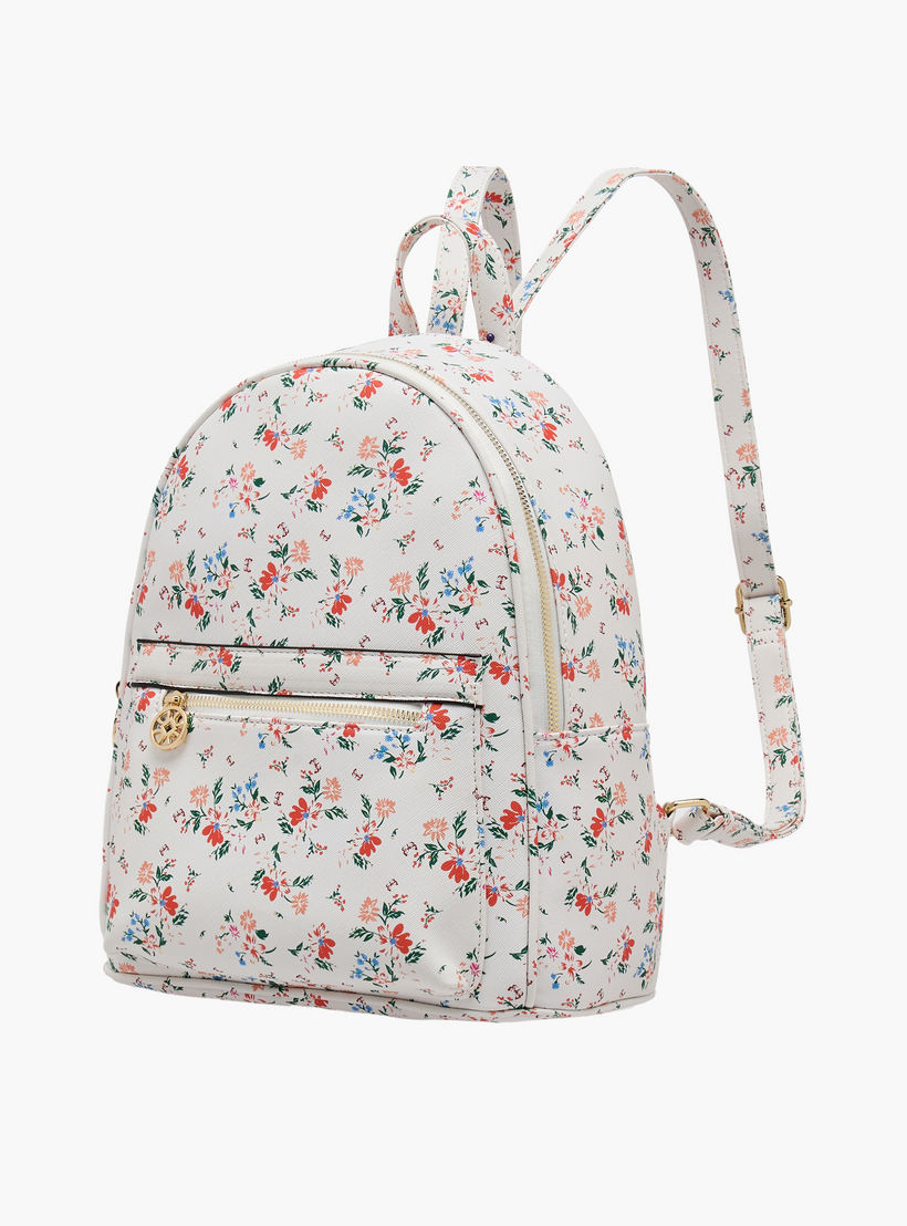 شنطة ظهر بطبعة زهور مع أحزمة كتف قابلة للتعديل من ساشا-women-bagsandwallets-backpacks-image-3