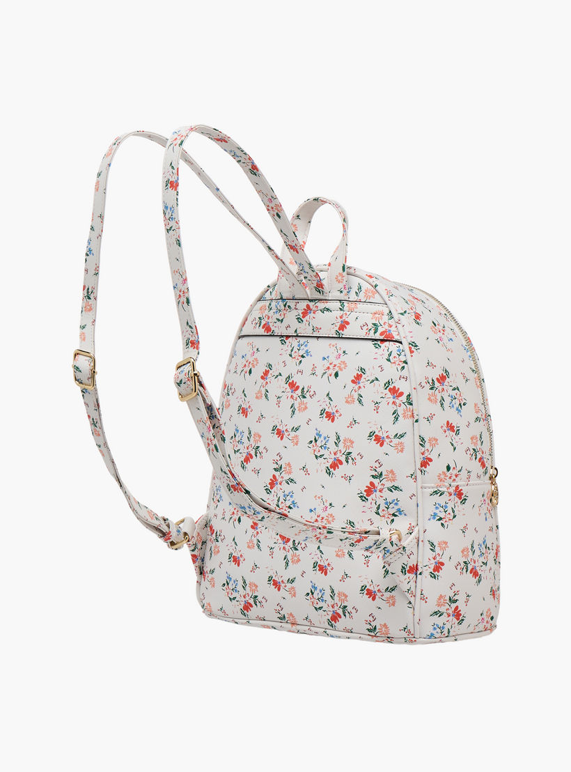 شنطة ظهر بطبعة زهور مع أحزمة كتف قابلة للتعديل من ساشا-women-bagsandwallets-backpacks-image-4