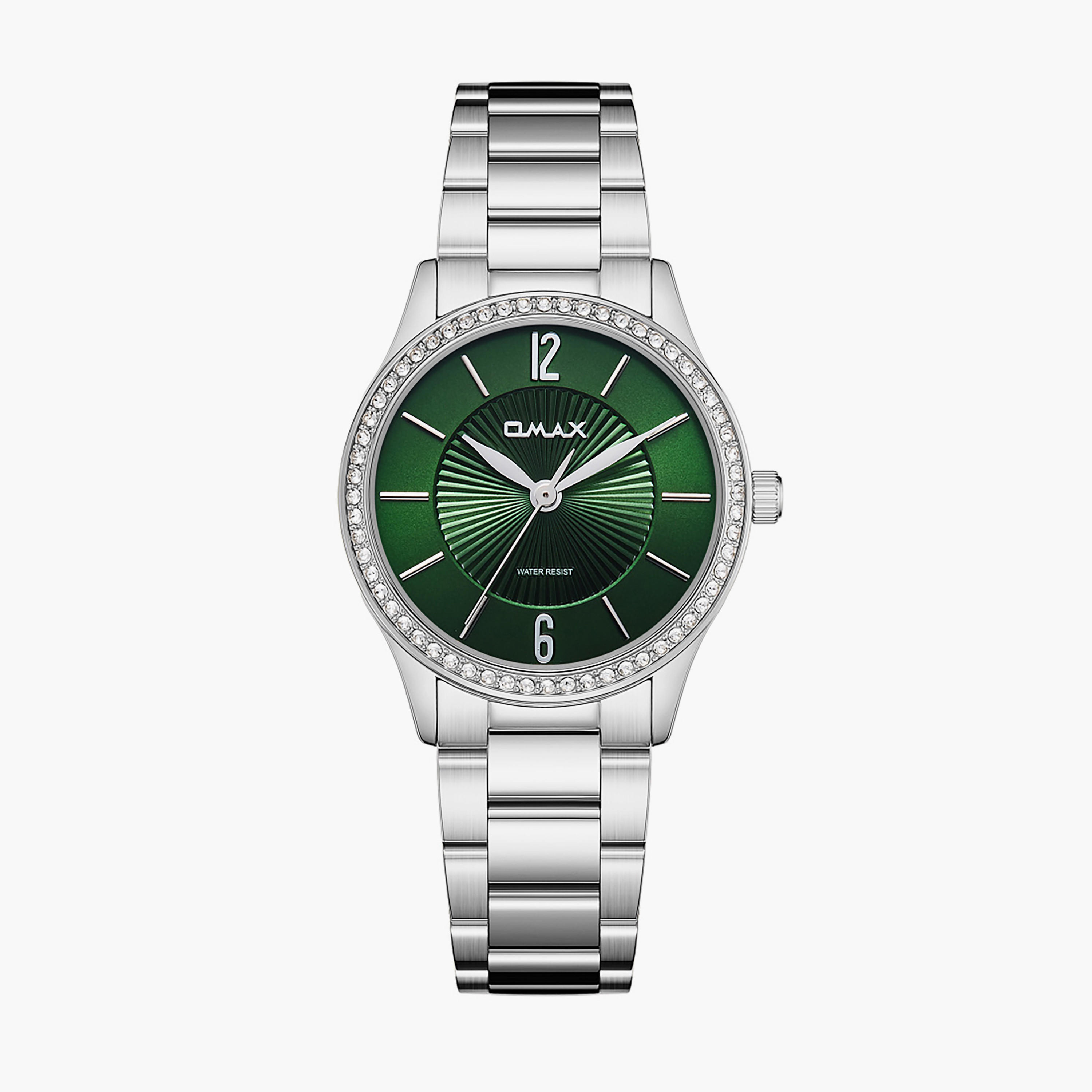 Green Dial Crystal Embellished Watch-women-watchesandjewellery-watches-image-1