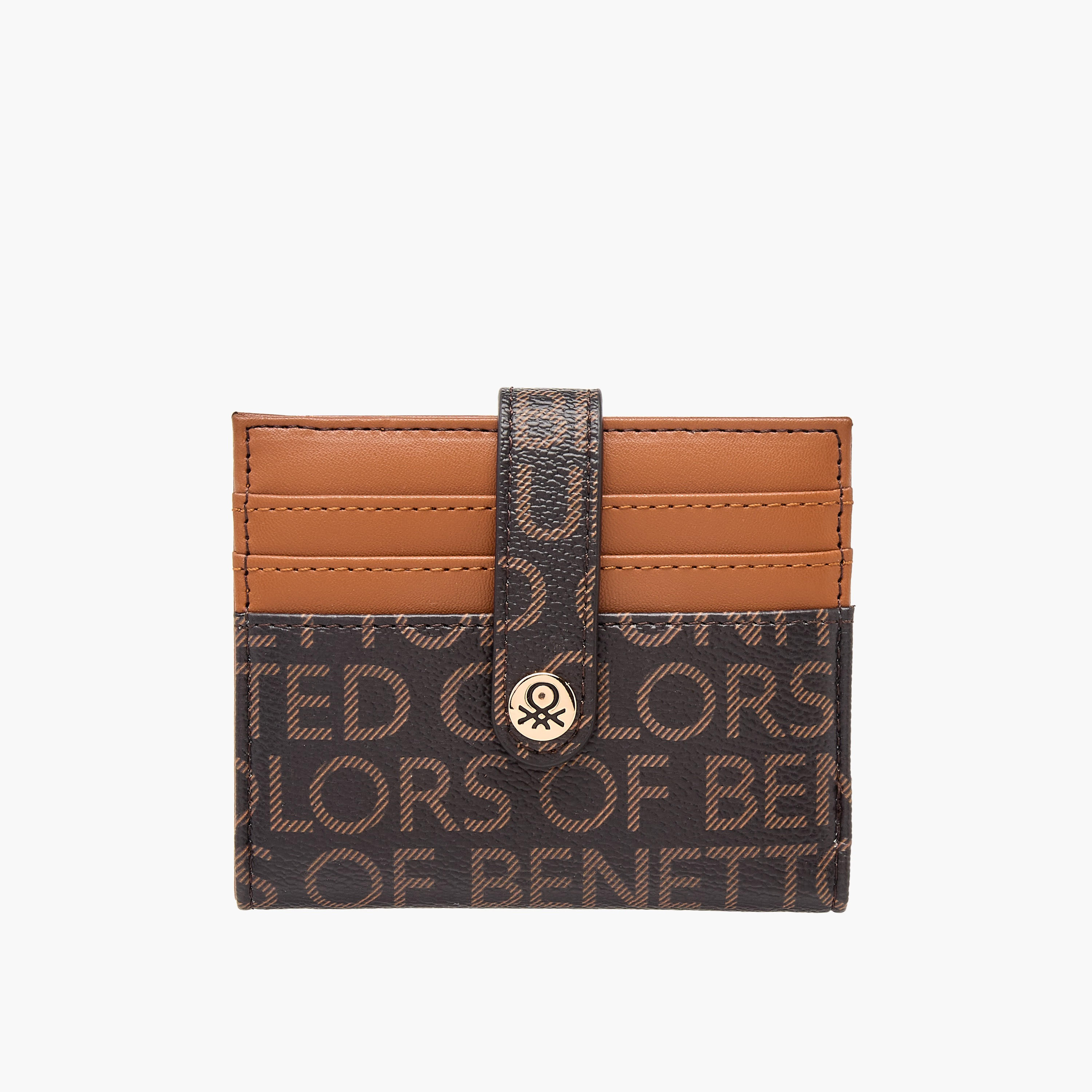 United Colors of Benetton Monogram Print Card Holder with Tab Closure-women-bagsandwallets-wallets-image-1