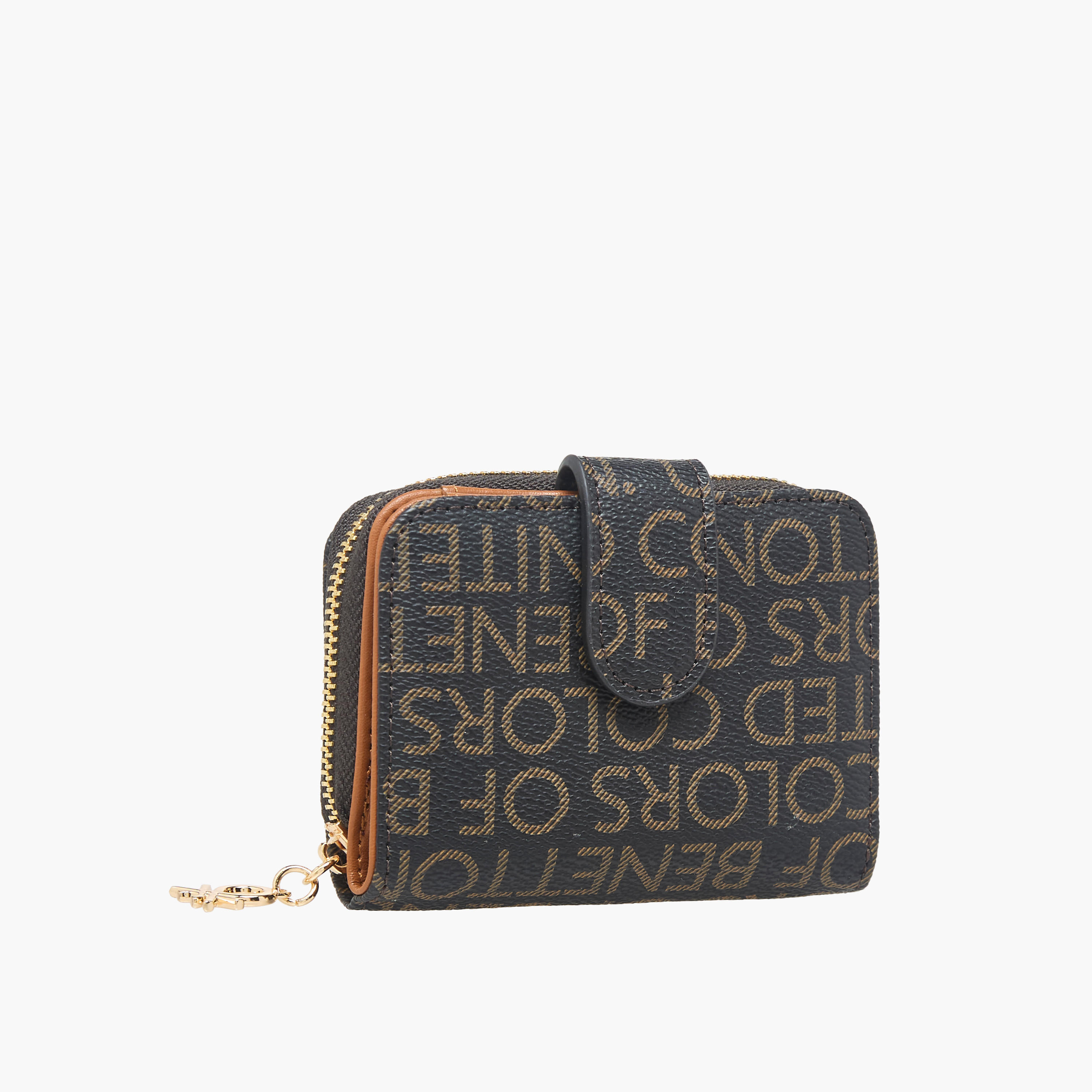 United Colors of Benetton Monogram Print Wallet with Zip Closure-women-bagsandwallets-wallets-image-2