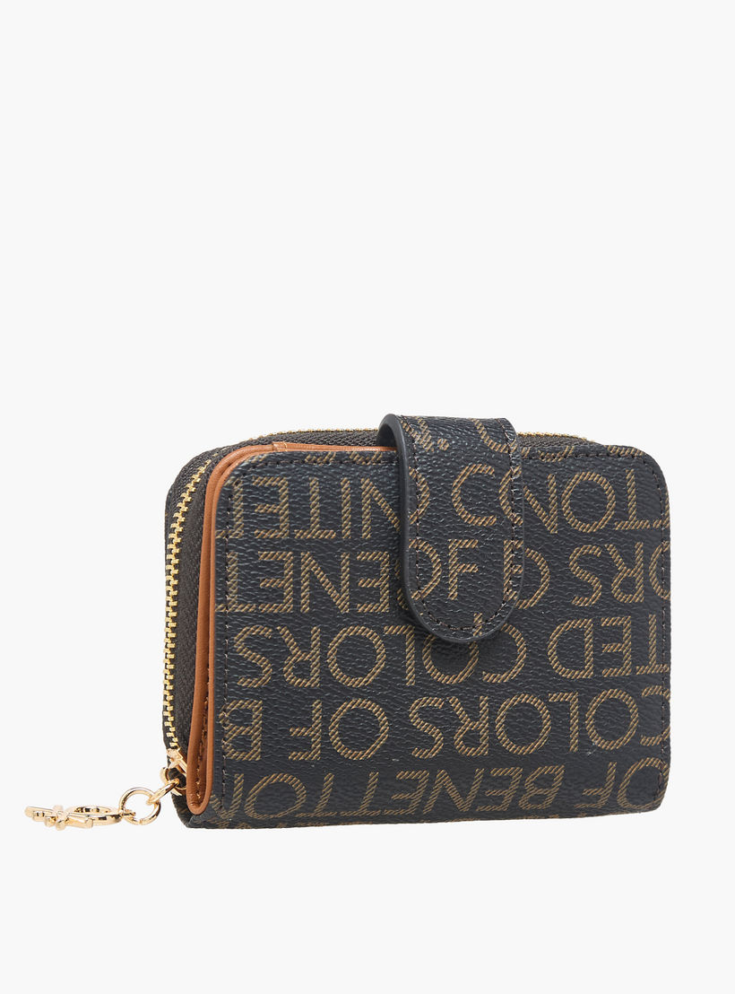 United Colors of Benetton Monogram Print Wallet with Zip Closure-women-bagsandwallets-wallets-image-2