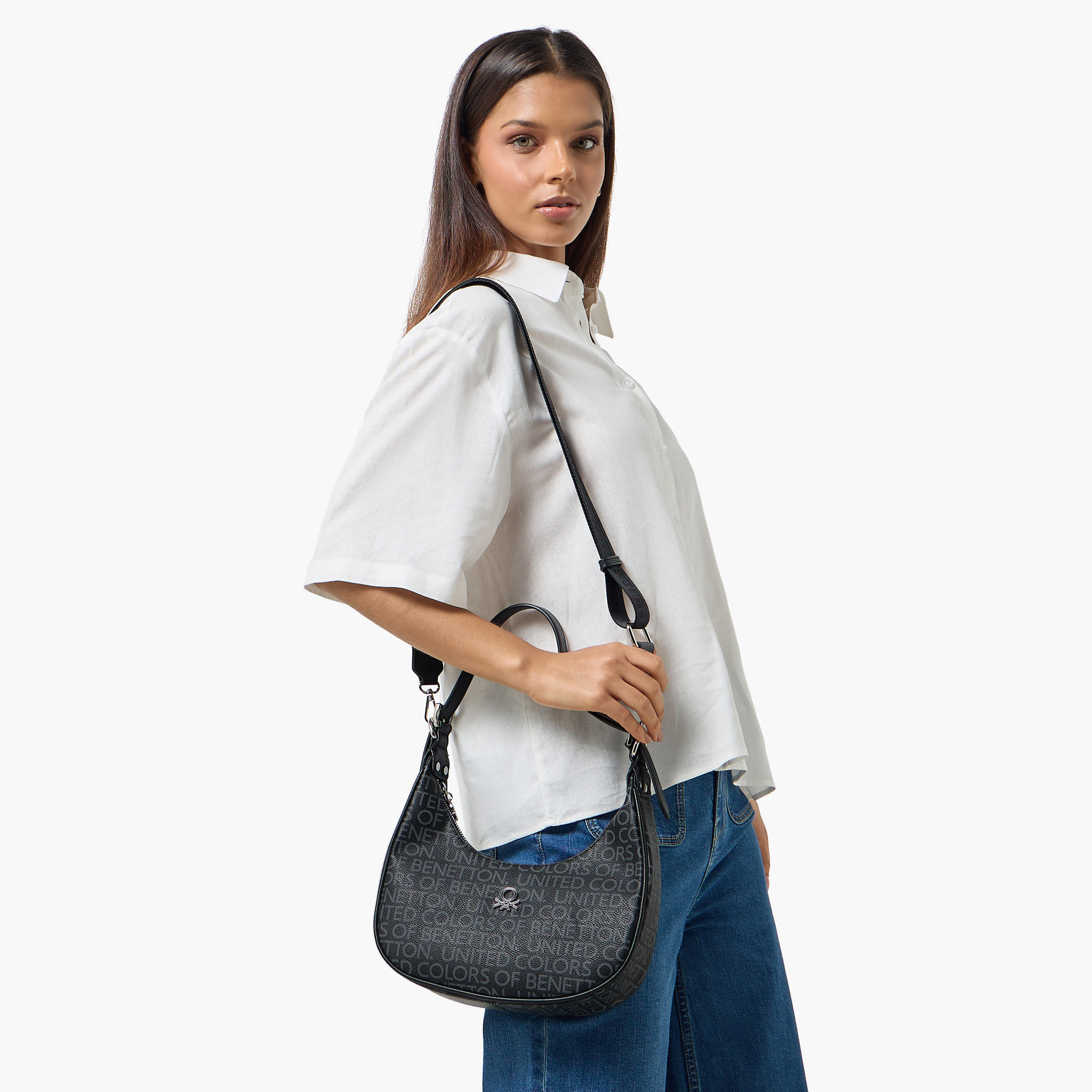 United Colors of Benetton Monogram Print Baguette Bag with Zip Closure-women-bagsandwallets-handbags-image-8