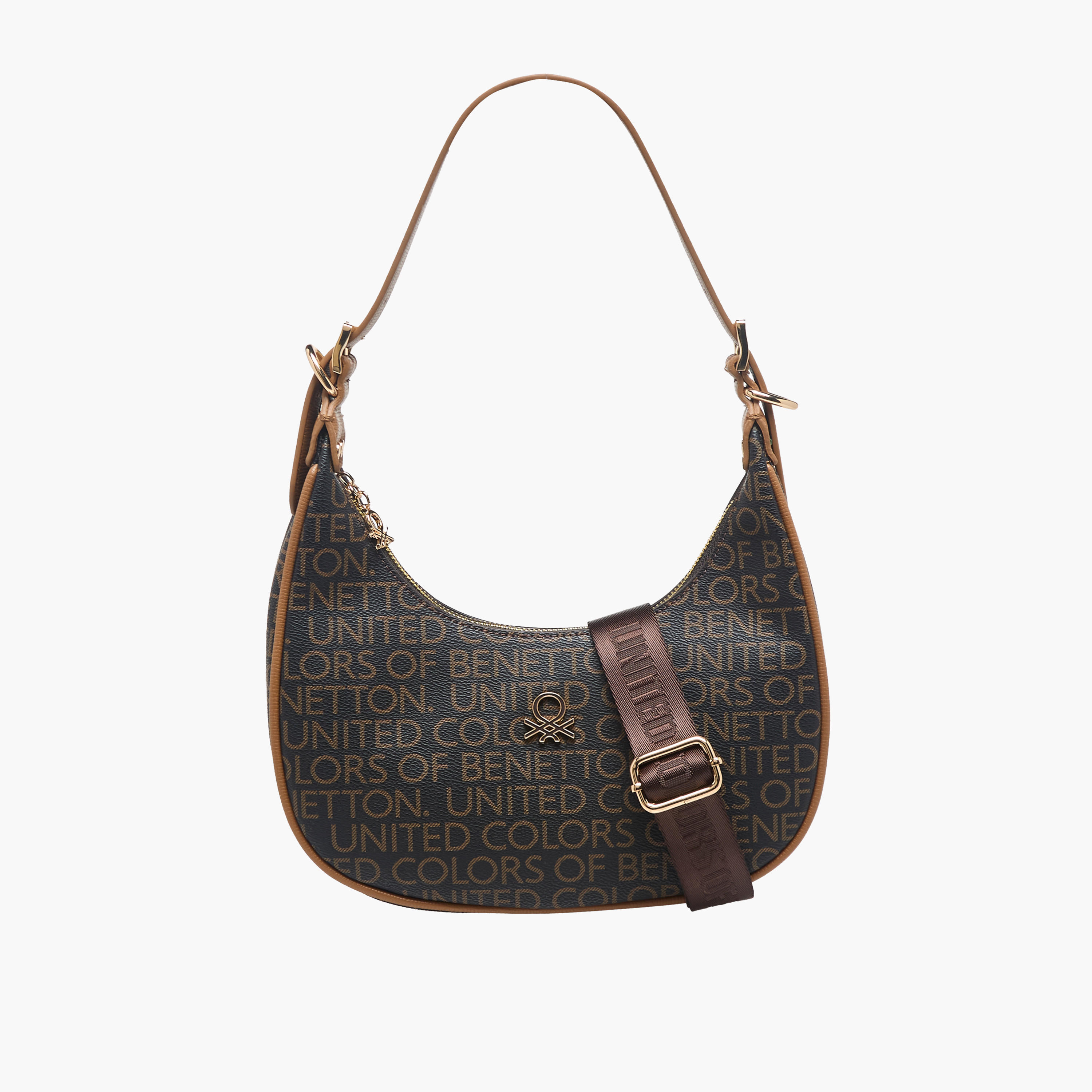 شنطة باجيت بطبعات مونوجرام وسحّاب إغلاق من يونايتد كولورز أوف بينيتون-women-bagsandwallets-handbags-image-1