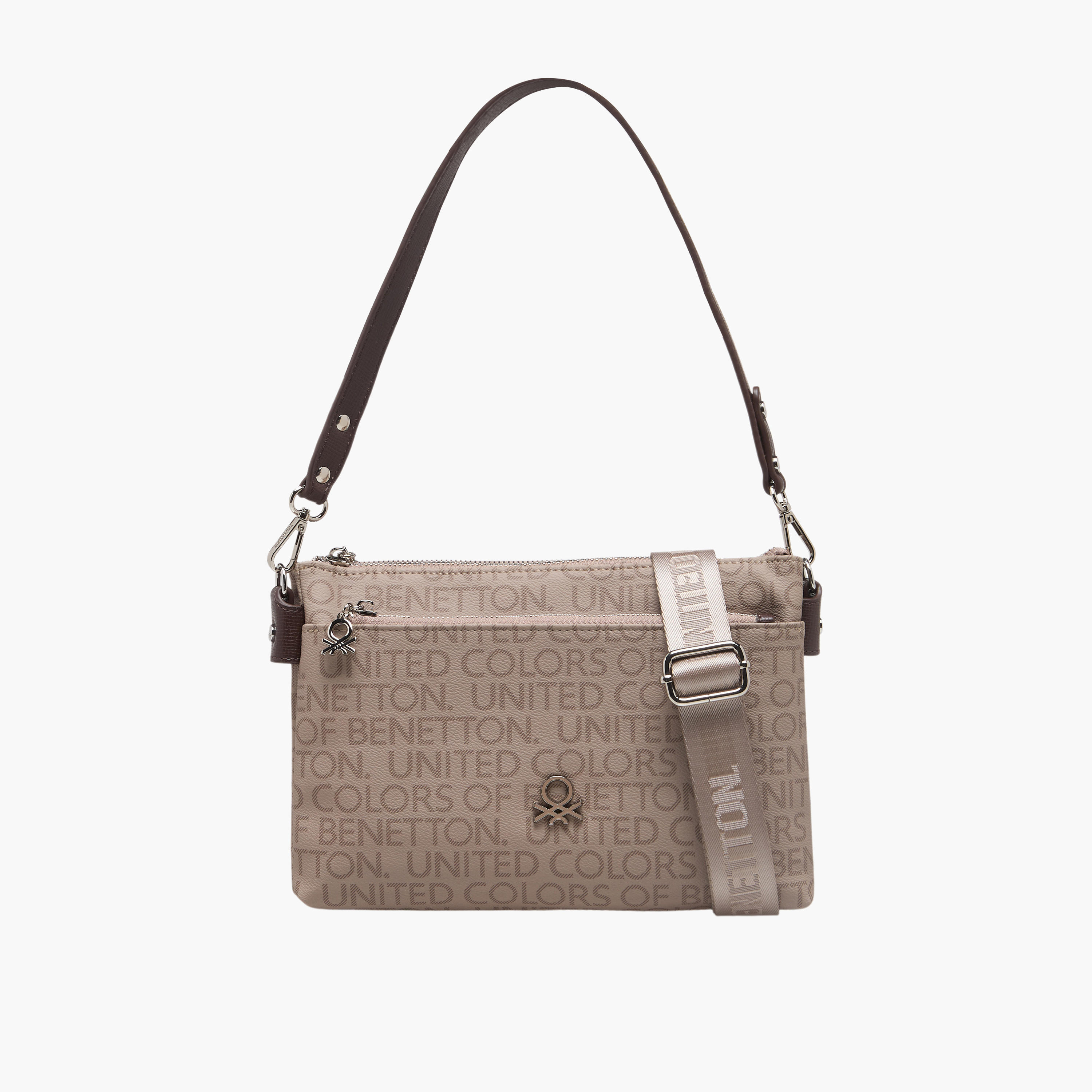 شنطة كروس بودي بطبعات مونوجرام وزر إغلاق من يونايتد كولورز أوف بينيتون-women-bagsandwallets-handbags-image-1