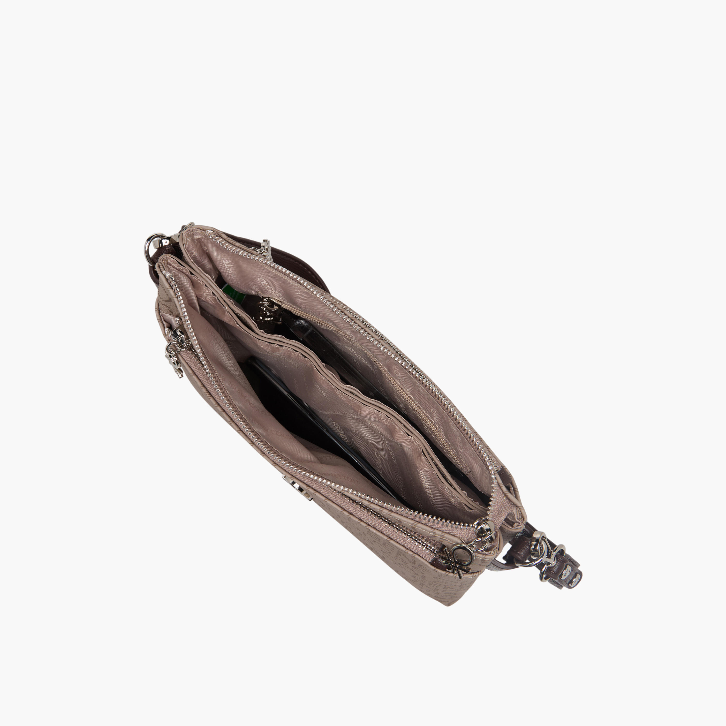 شنطة كروس بودي بطبعات مونوجرام وزر إغلاق من يونايتد كولورز أوف بينيتون-women-bagsandwallets-handbags-image-9