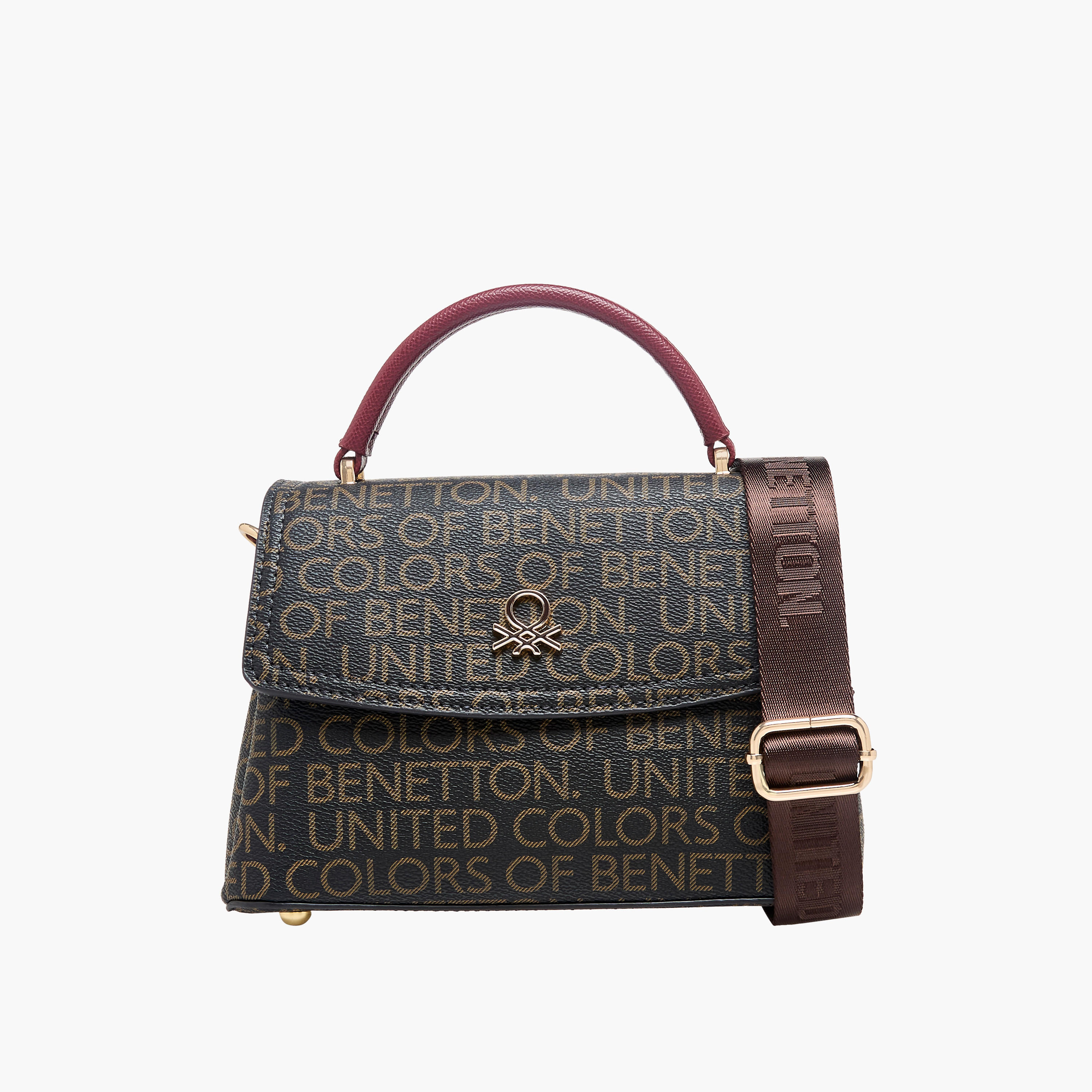 United Colors of Benetton Monogram Print Crossbody Bag with Zip Closure-women-bagsandwallets-handbags-image-1