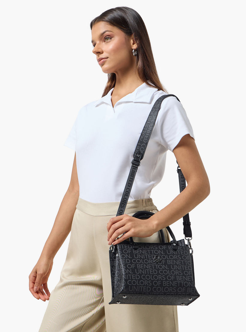United Colors of Benetton Monogram Print Crossbody Bag with Zip Closure-women-bagsandwallets-handbags-image-2