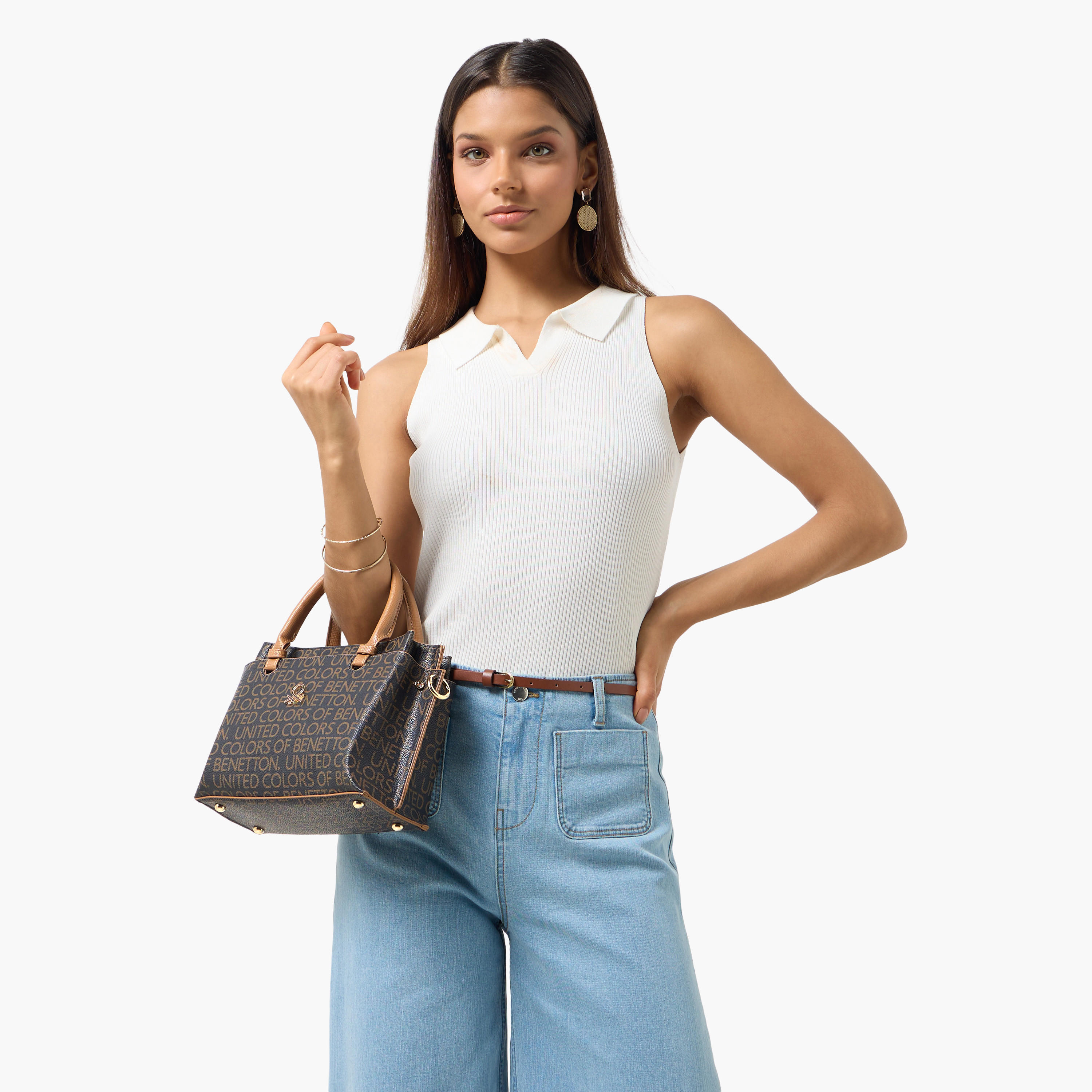 United Colors of Benetton Monogram Print Crossbody Bag with Zip Closure-women-bagsandwallets-handbags-image-2