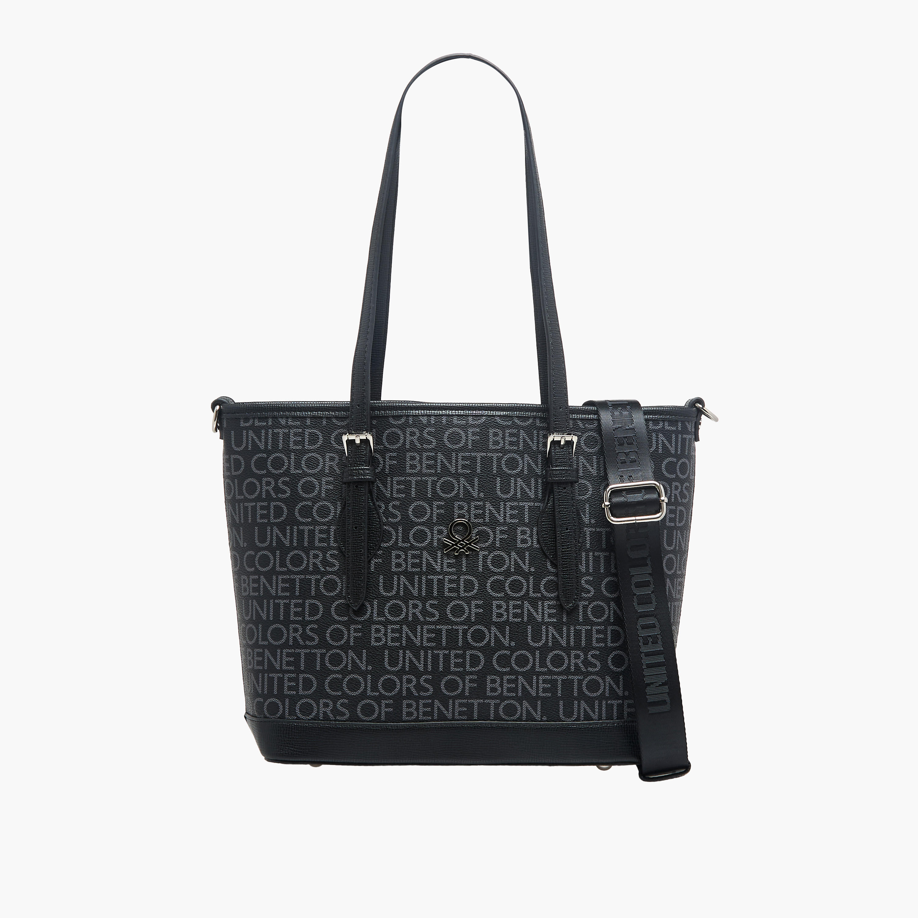 United Colors of Benetton Logo Print Tote Bag with Detachable Strap-women-bagsandwallets-handbags-image-1