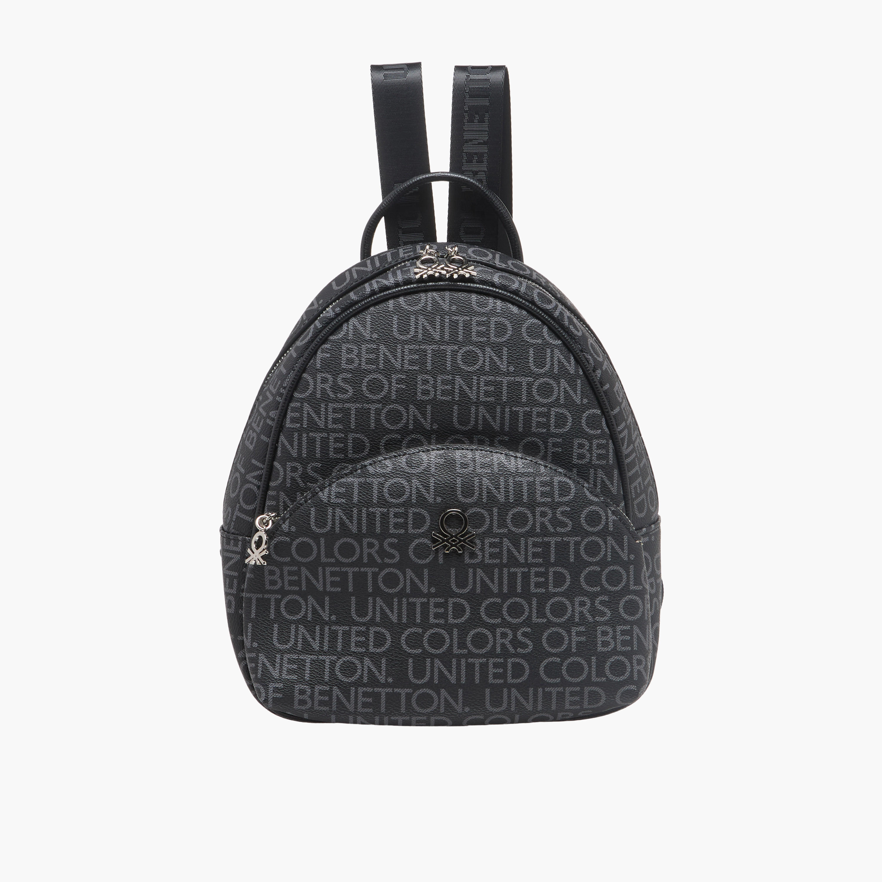 United Colors of Benetton Monogram Print Backpack with Zip Closure-women-bagsandwallets-backpacks-image-1