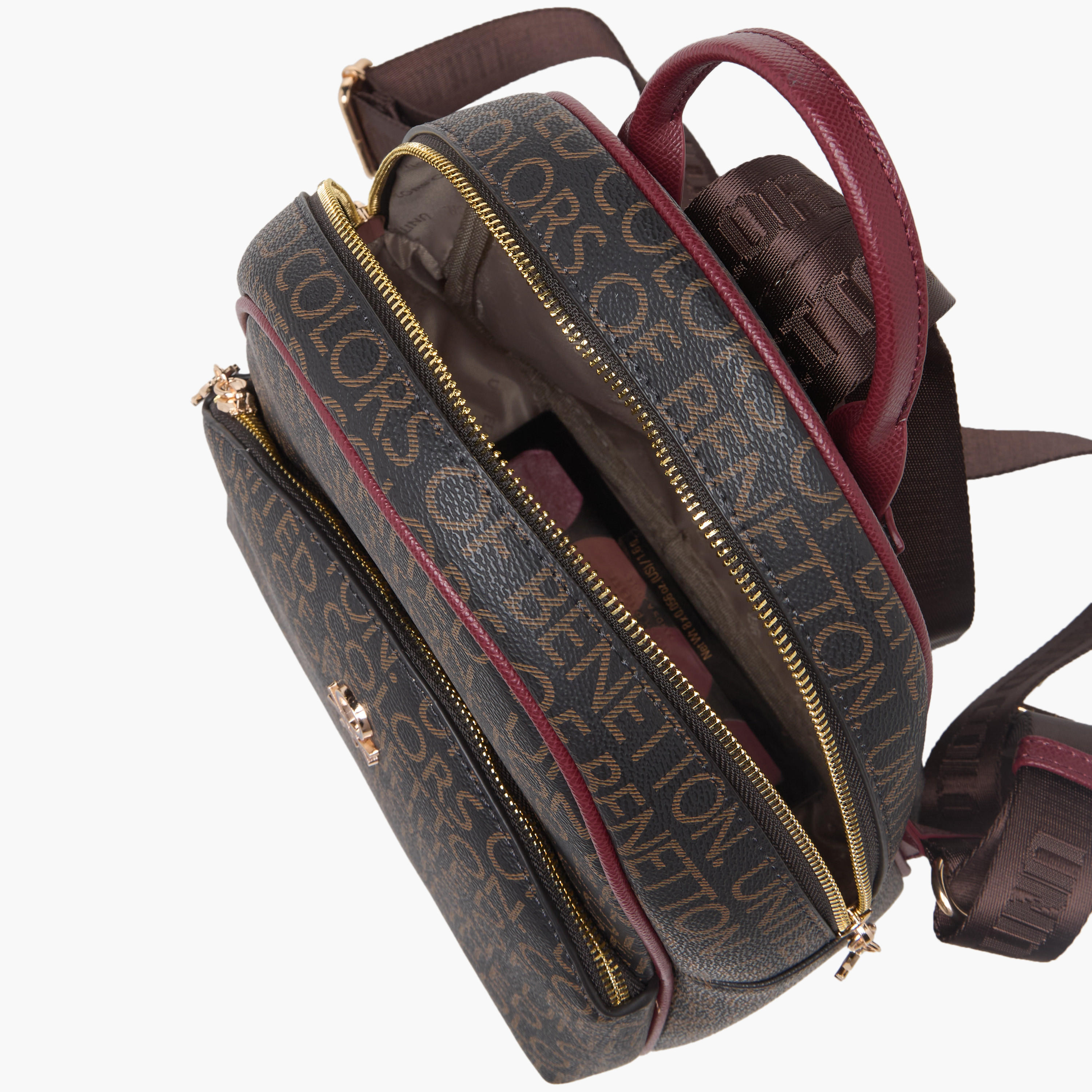 United Colors of Benetton Monogram Print Backpack with Zip Closure-women-bagsandwallets-backpacks-image-8