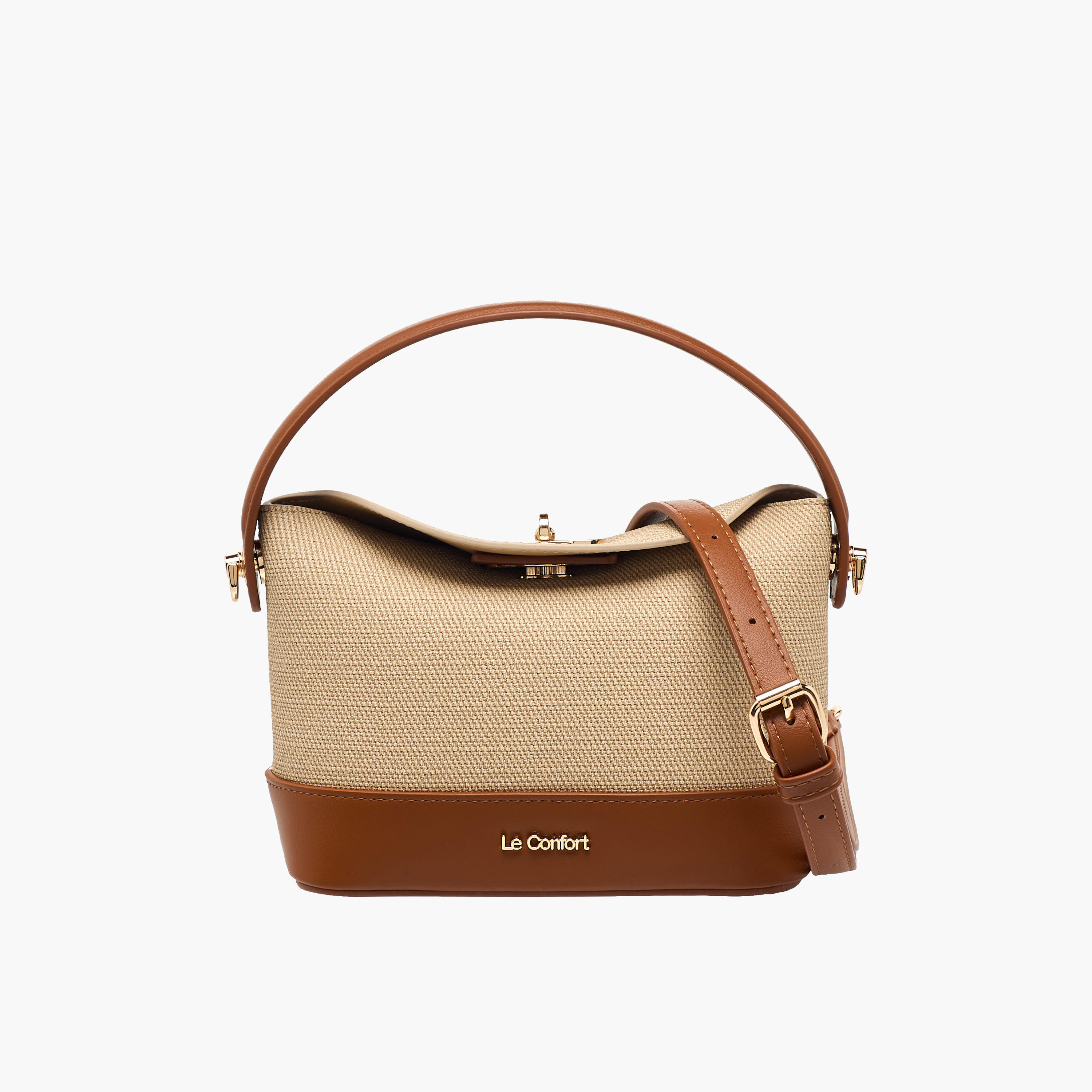 Le Confort Textured Satchel Bag with Twist Lock Closure-women-bagsandwallets-handbags-image-1