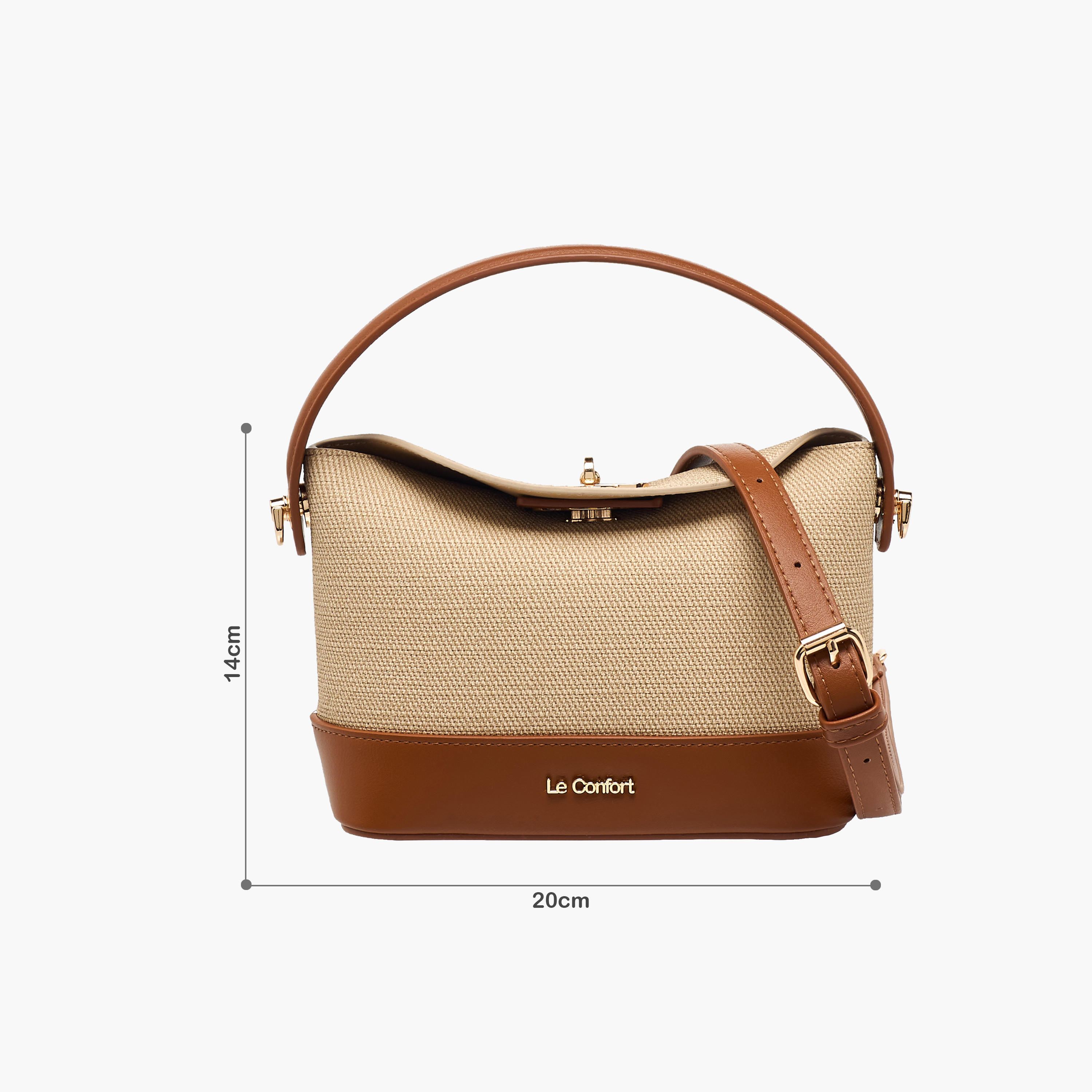 Le Confort Textured Satchel Bag with Twist Lock Closure-women-bagsandwallets-handbags-image-2
