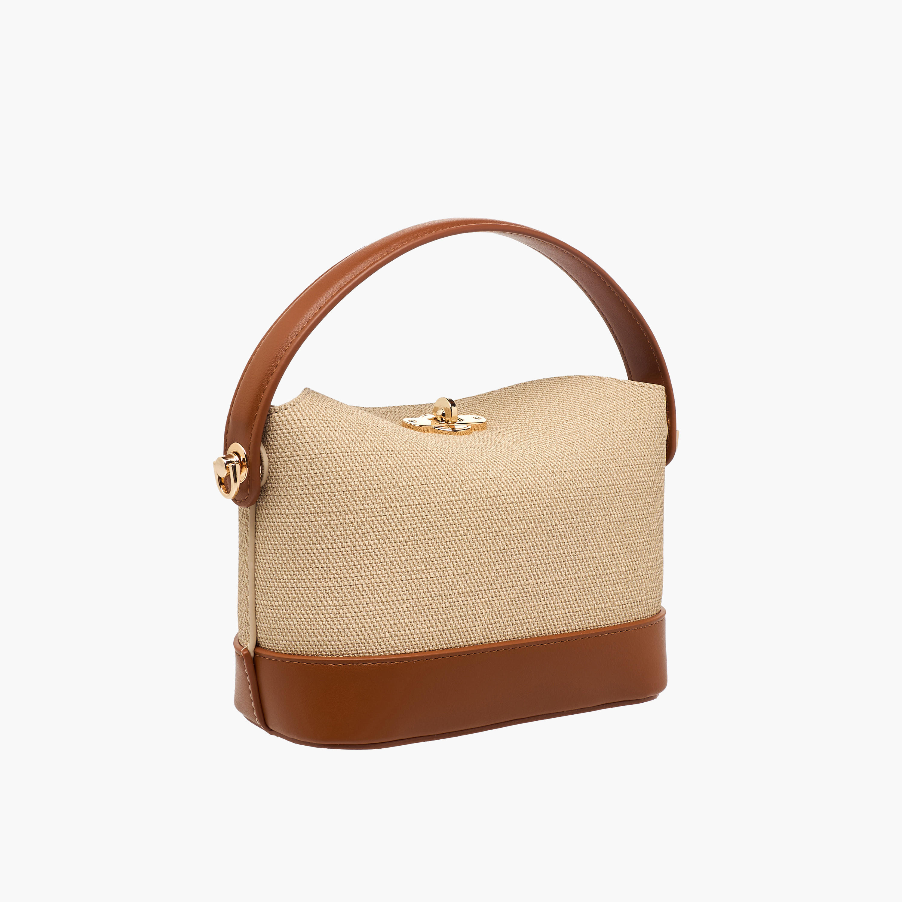 Le Confort Textured Satchel Bag with Twist Lock Closure-women-bagsandwallets-handbags-image-4