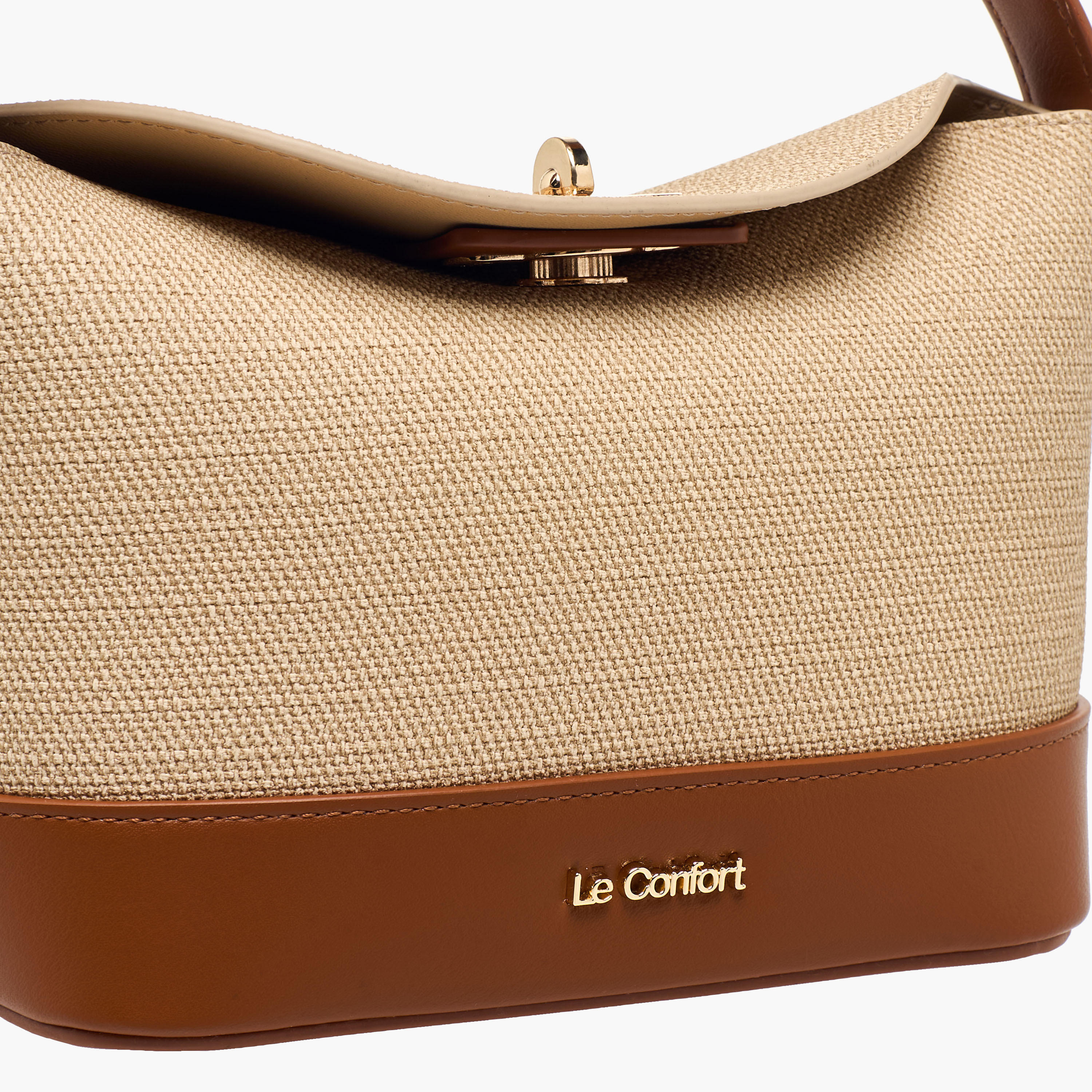 Le Confort Textured Satchel Bag with Twist Lock Closure-women-bagsandwallets-handbags-image-5