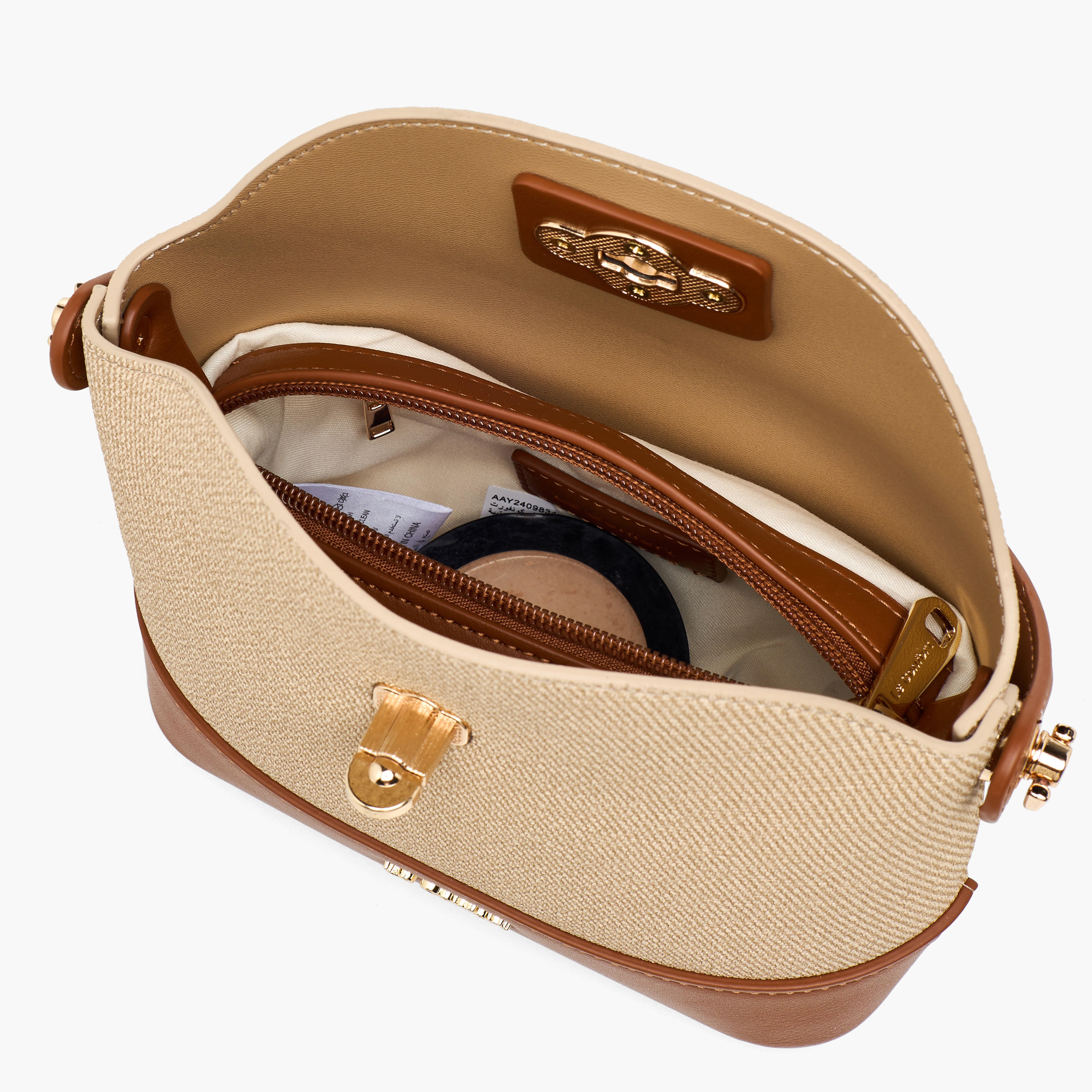 Le Confort Textured Satchel Bag with Twist Lock Closure-women-bagsandwallets-handbags-image-8