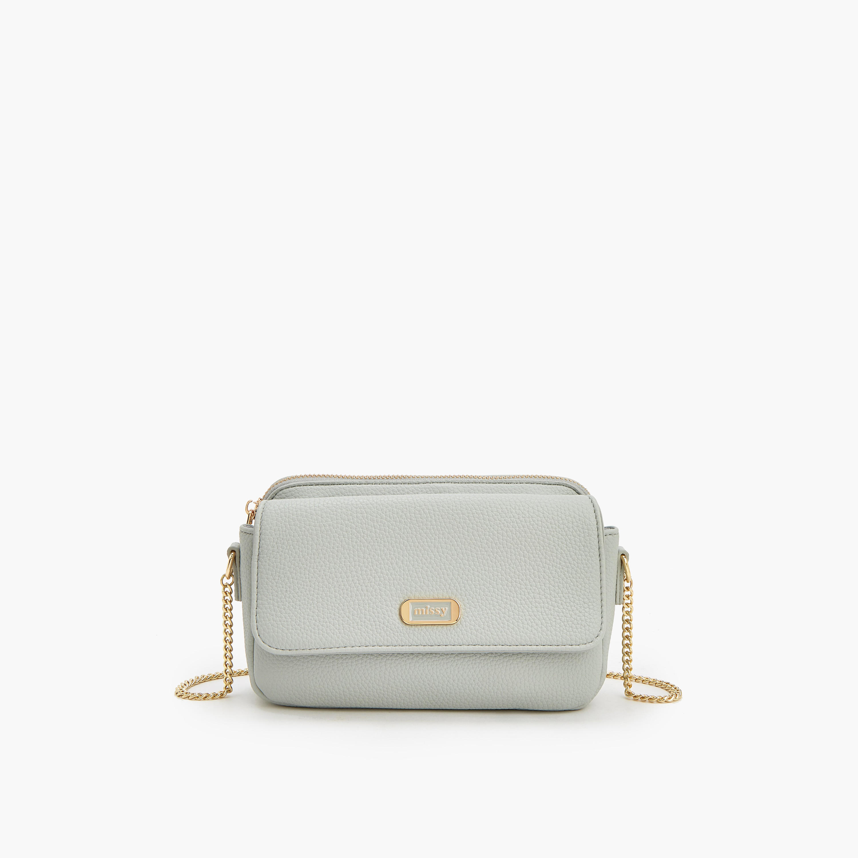 Missy Textured Crossbody Bag with Chain Strap-women-bagsandwallets-handbags-image-1