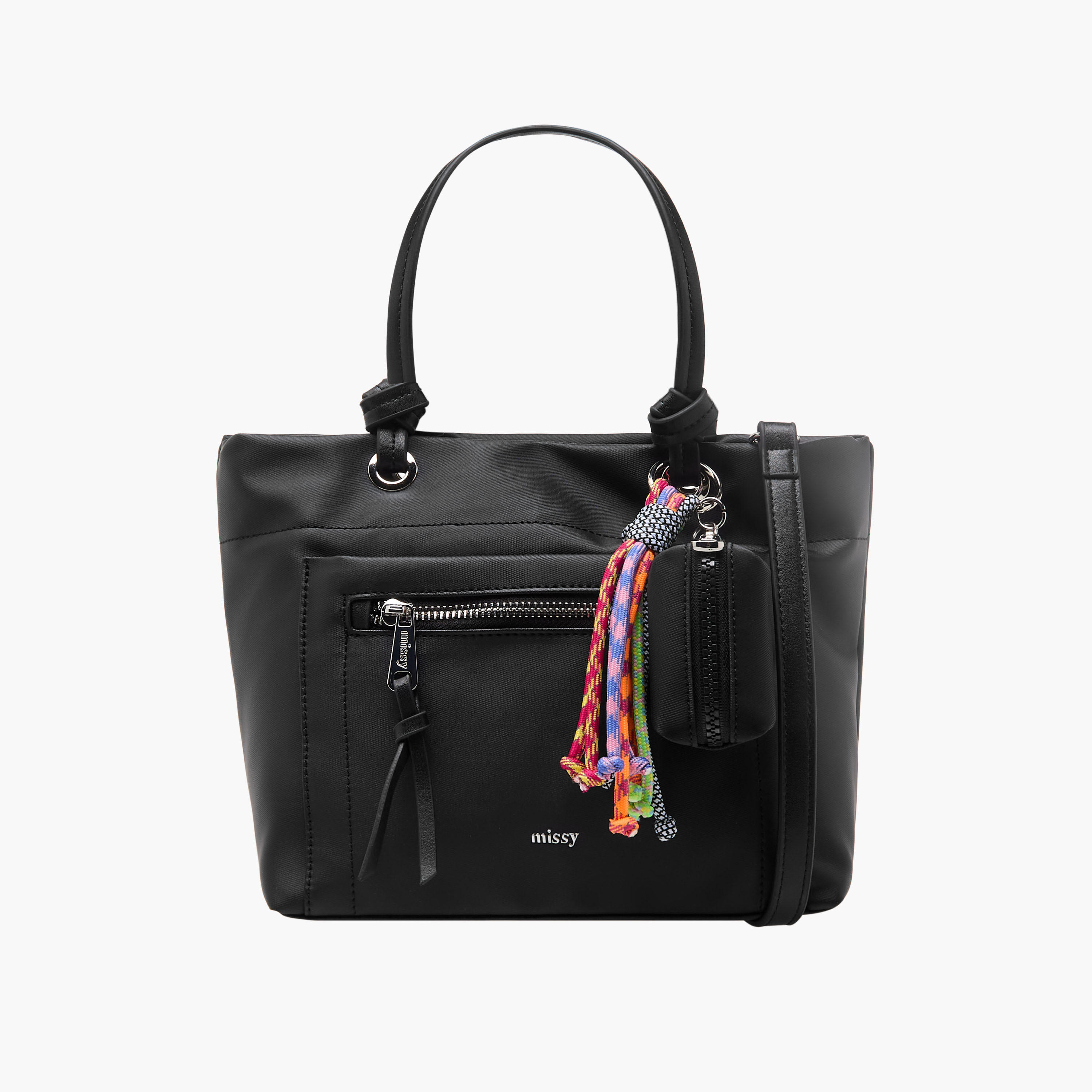 Missy Solid Tote Bag with Charm Accent-women-bagsandwallets-handbags-image-1