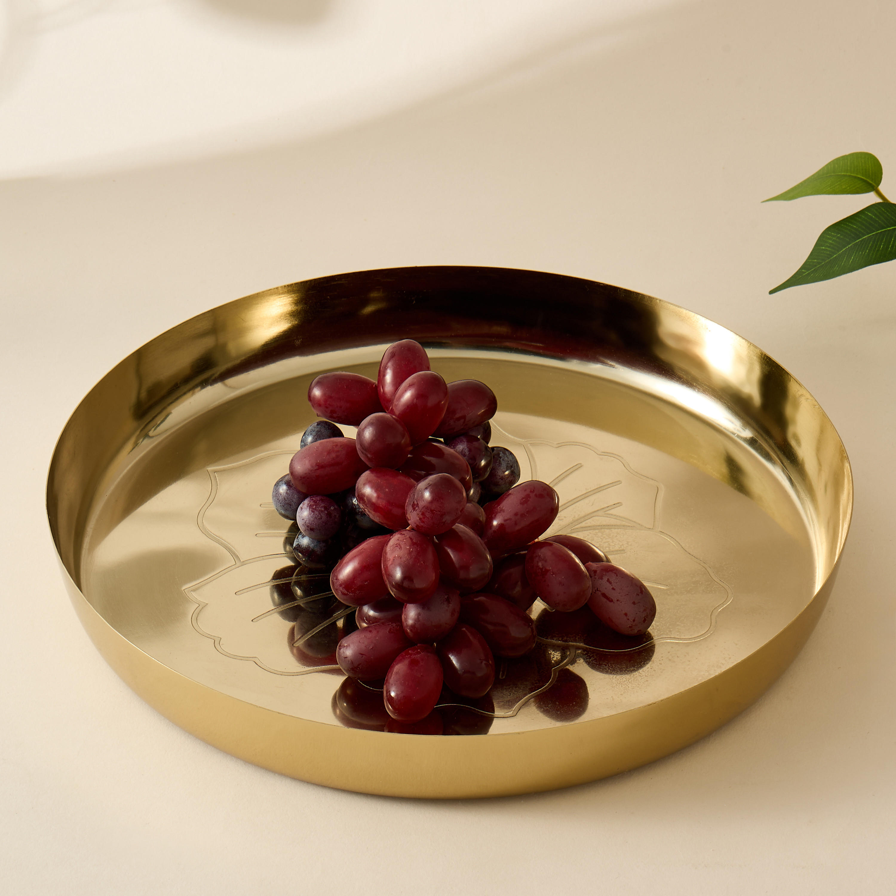 Hibiscus Design Metal Decorative Tray - 30x30 cms-household-decor-boxesandtrays-image-1