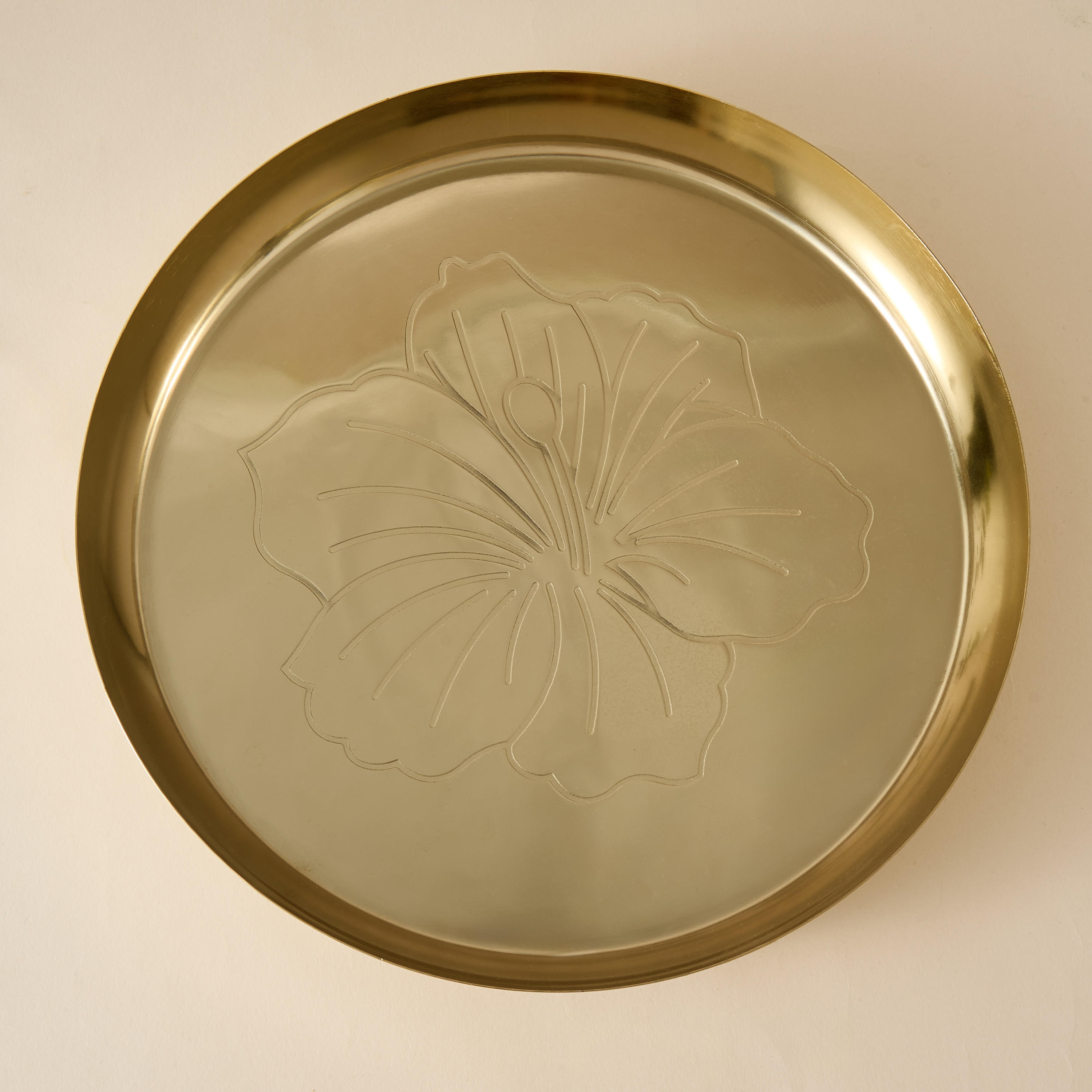 Hibiscus Design Metal Decorative Tray - 30x30 cms-household-decor-boxesandtrays-image-3
