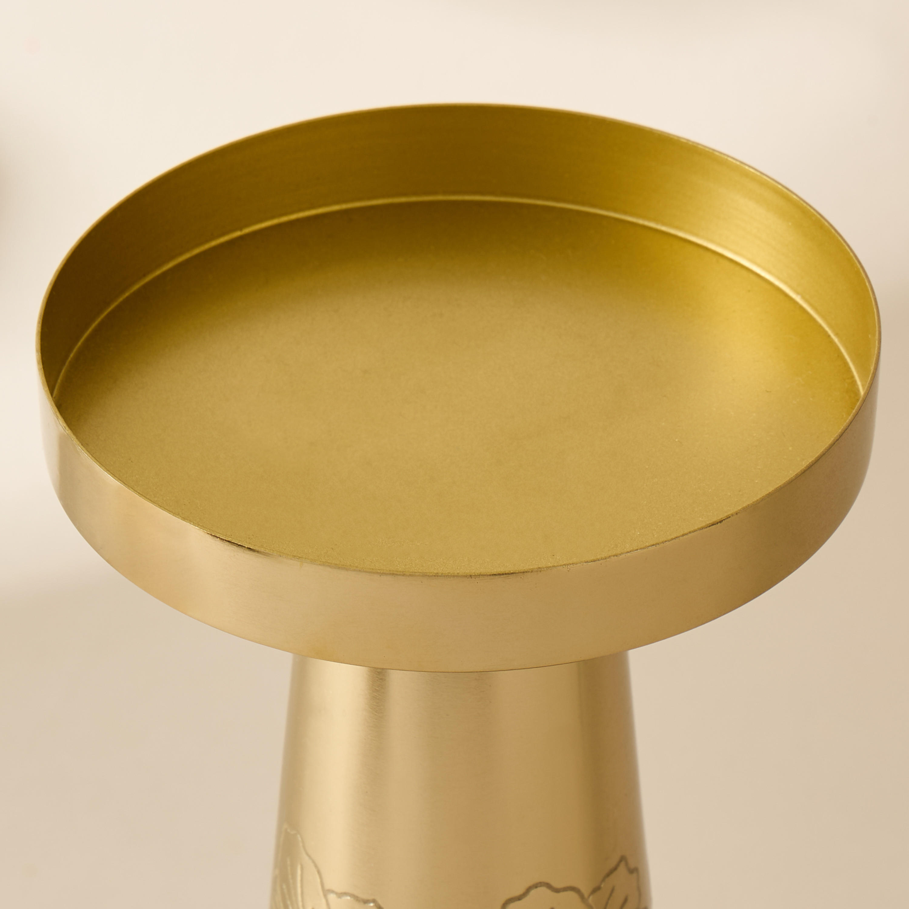 Hibiscus Engraved Metal Pillar Candleholder - 21 cms-household-decor-candleholdersandlanterns-image-3