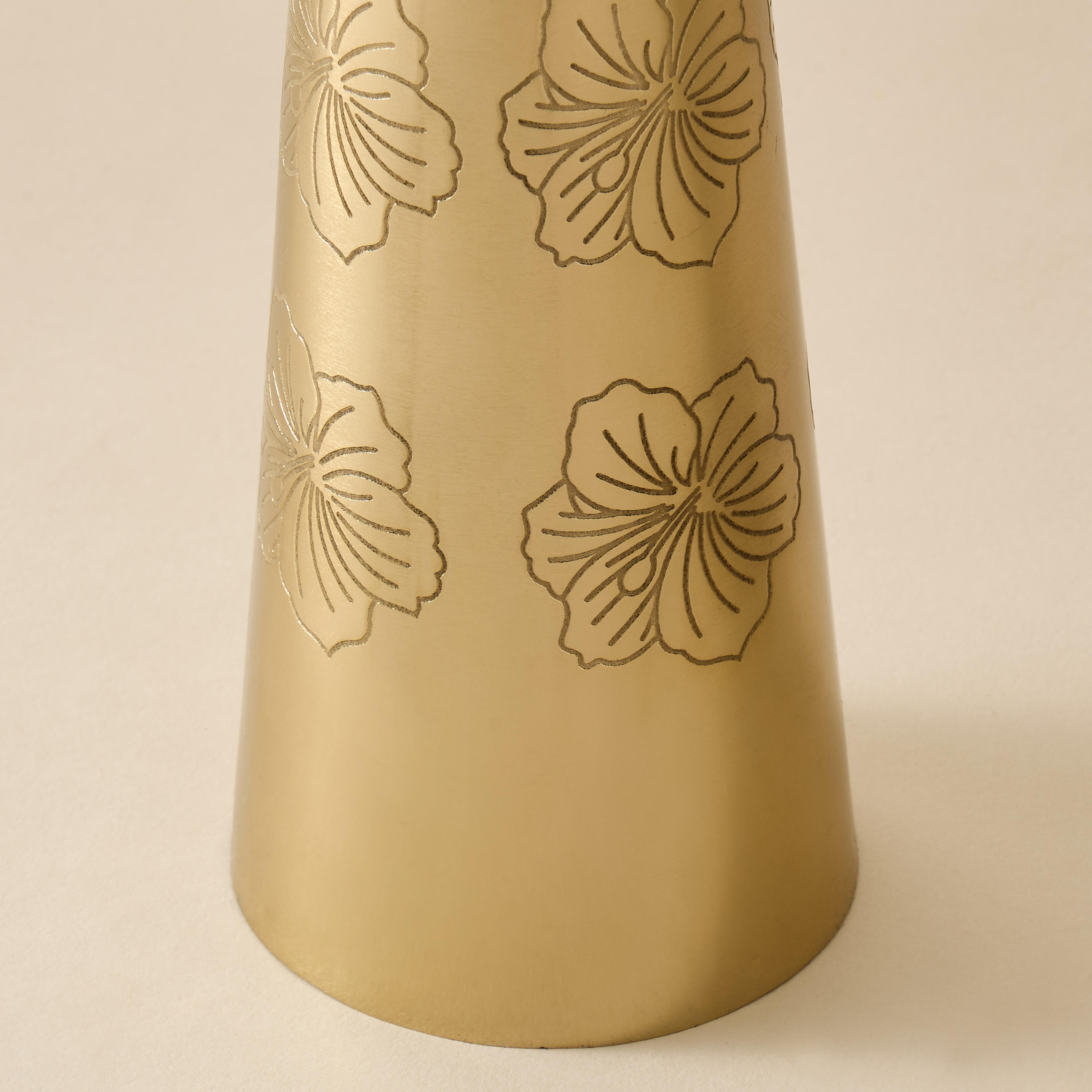 Hibiscus Engraved Metal Pillar Candleholder - 21 cms-household-decor-candleholdersandlanterns-image-4