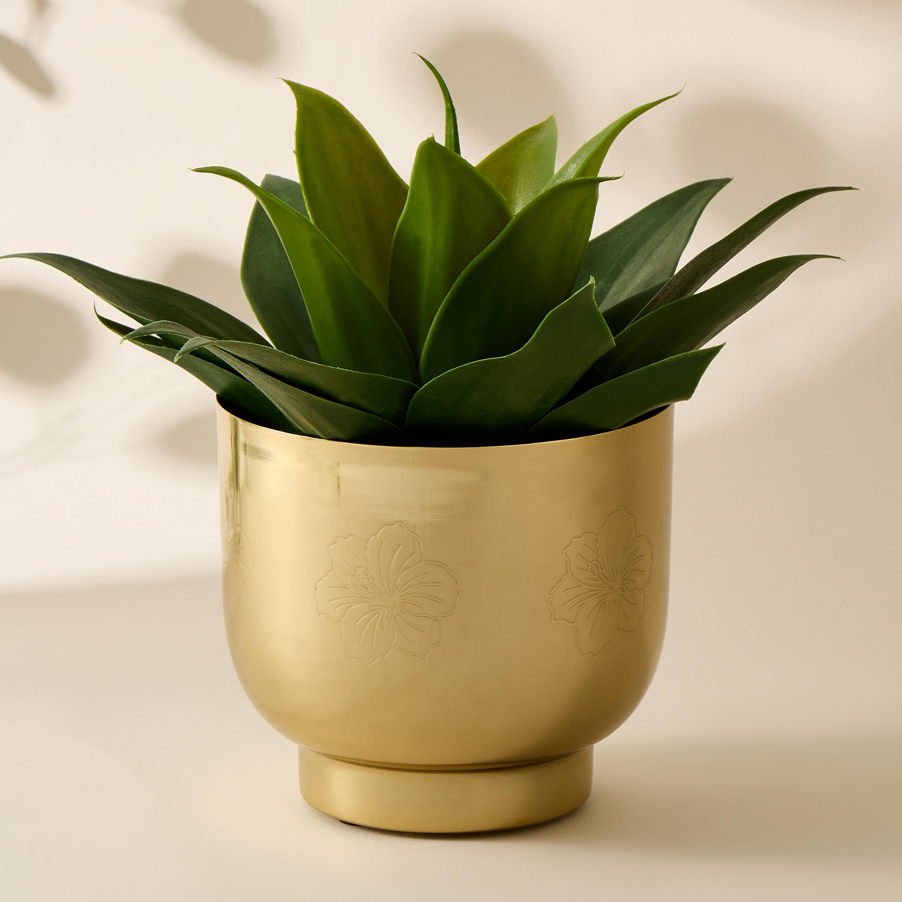 Hibiscus Engraved Metal Planter - 15 cms-household-gardenandoutdoor-trellisandstands-plantrisers-image-1
