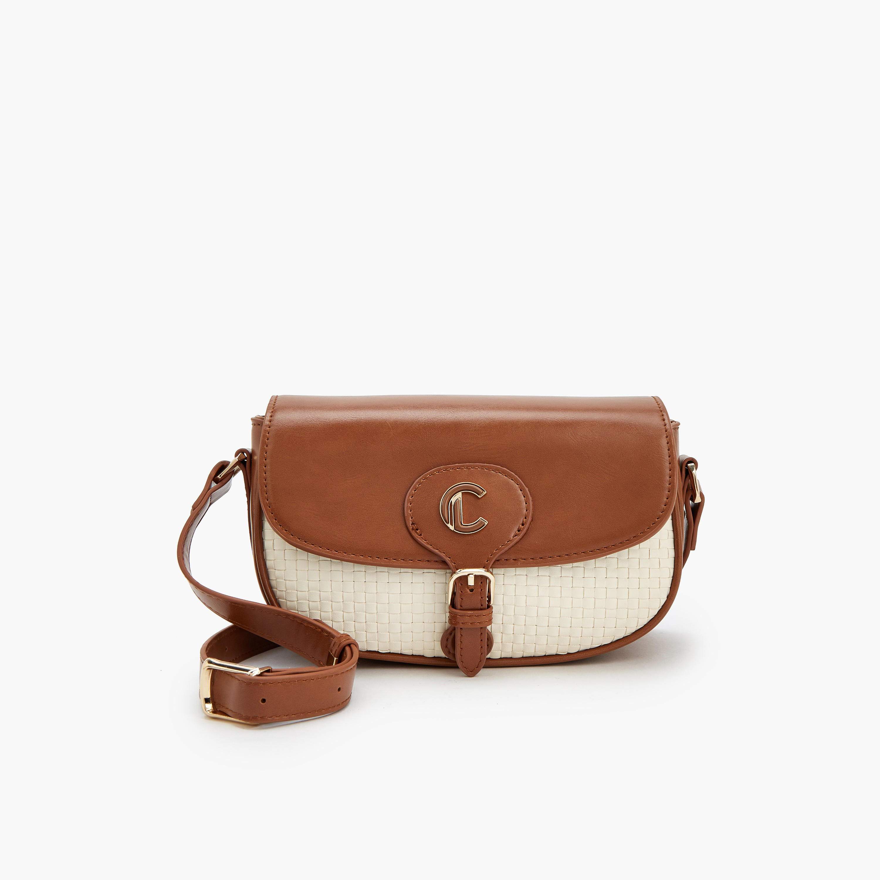 Le Confort Textured Crossbody Bag with Magnetic Button Closure-women-bagsandwallets-handbags-image-1