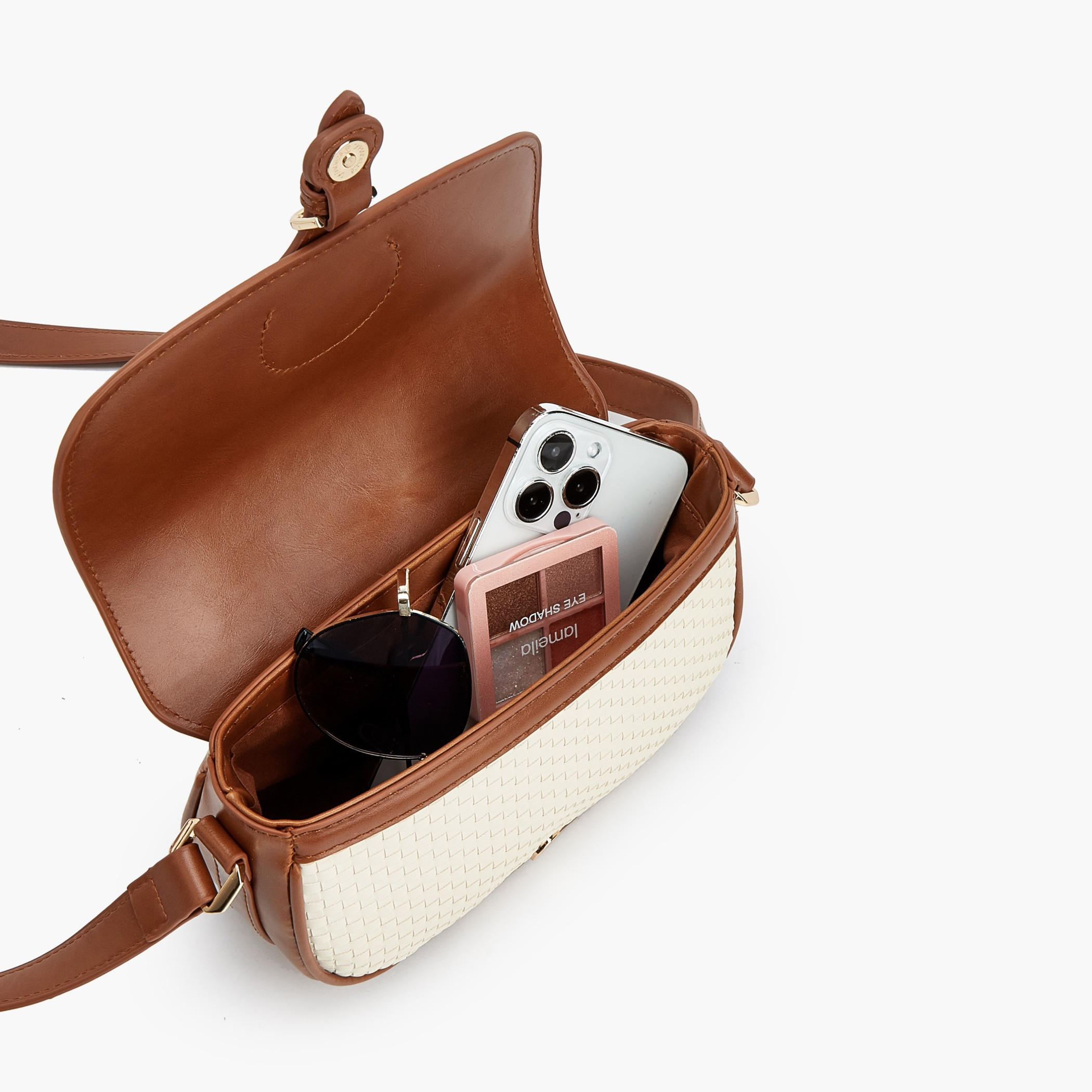 Le Confort Textured Crossbody Bag with Magnetic Button Closure-women-bagsandwallets-handbags-image-7