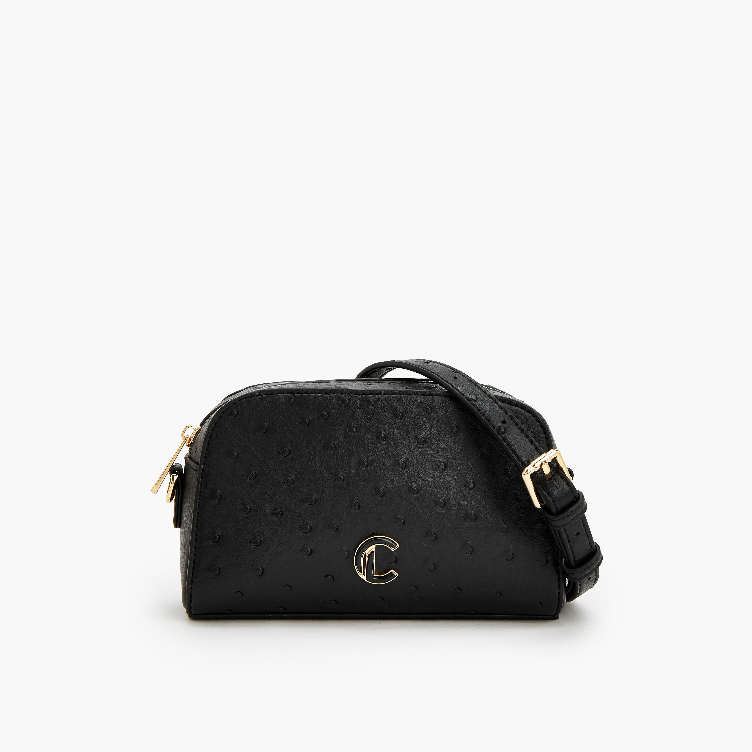 Le Confort Textured Crossbody Bag with Zip Closure-women-bagsandwallets-handbags-image-1
