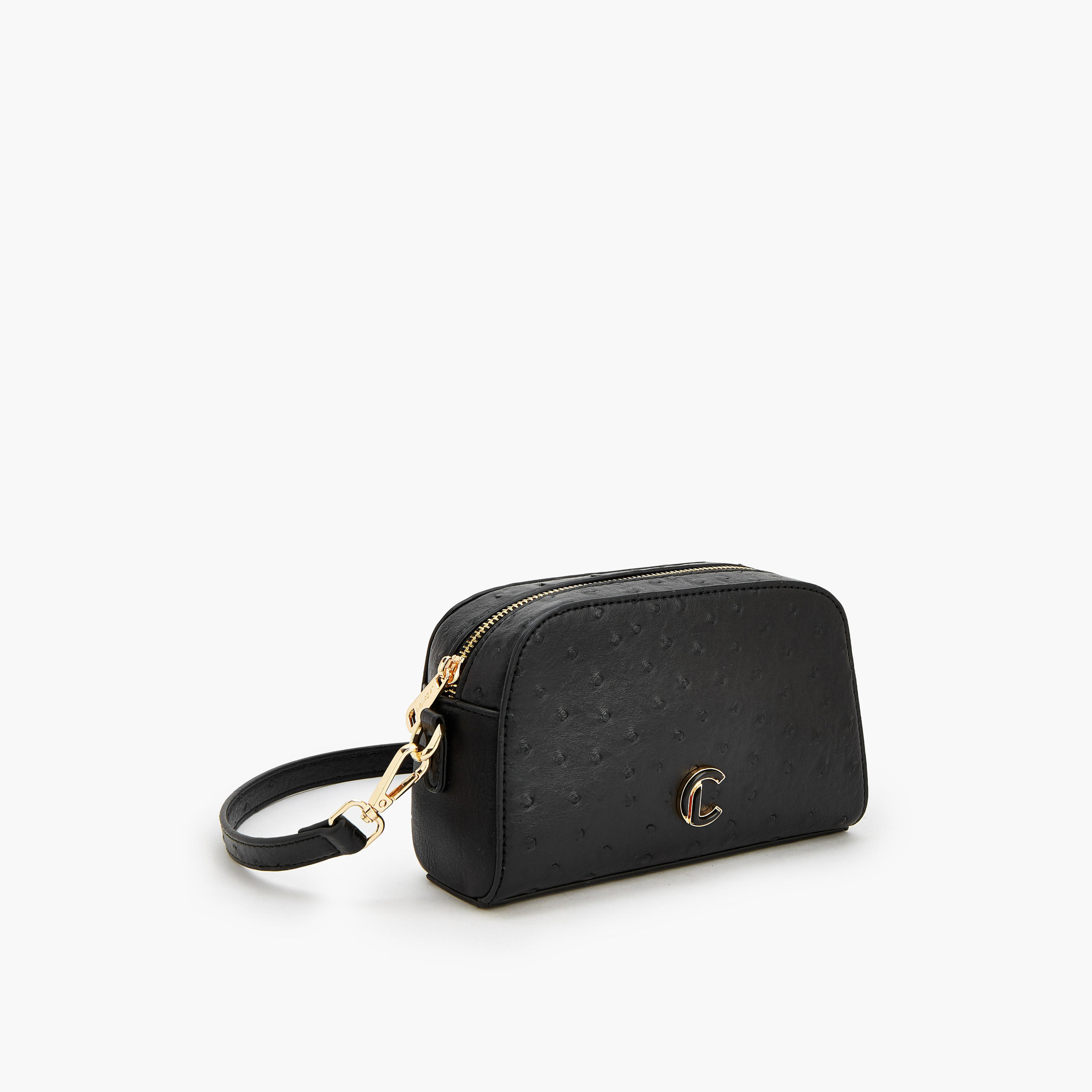 Le Confort Textured Crossbody Bag with Zip Closure-women-bagsandwallets-handbags-image-3