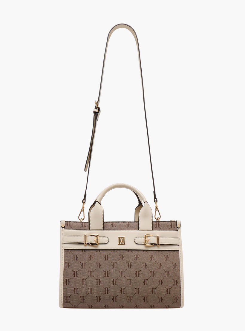 Elle Monogram Texture Tote Bag with Detachable Strap-women-bagsandwallets-handbags-image-2