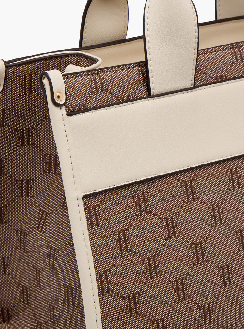 Elle Monogram Texture Tote Bag with Detachable Strap-women-bagsandwallets-handbags-image-5