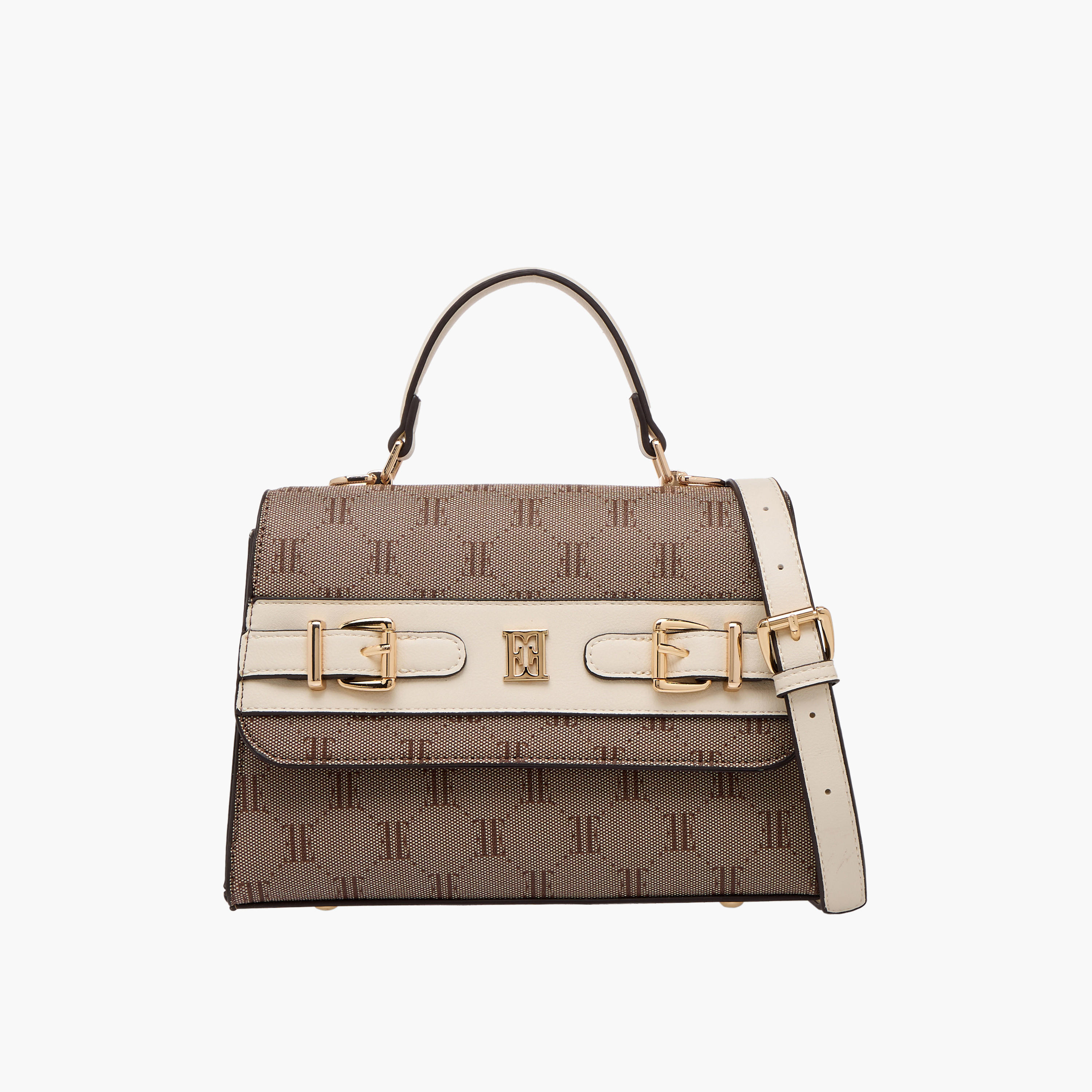 شنطة ساتشيل مونوجرام بارزة الملمس بحزام قابل للفصل من إيل-women-bagsandwallets-handbags-image-1