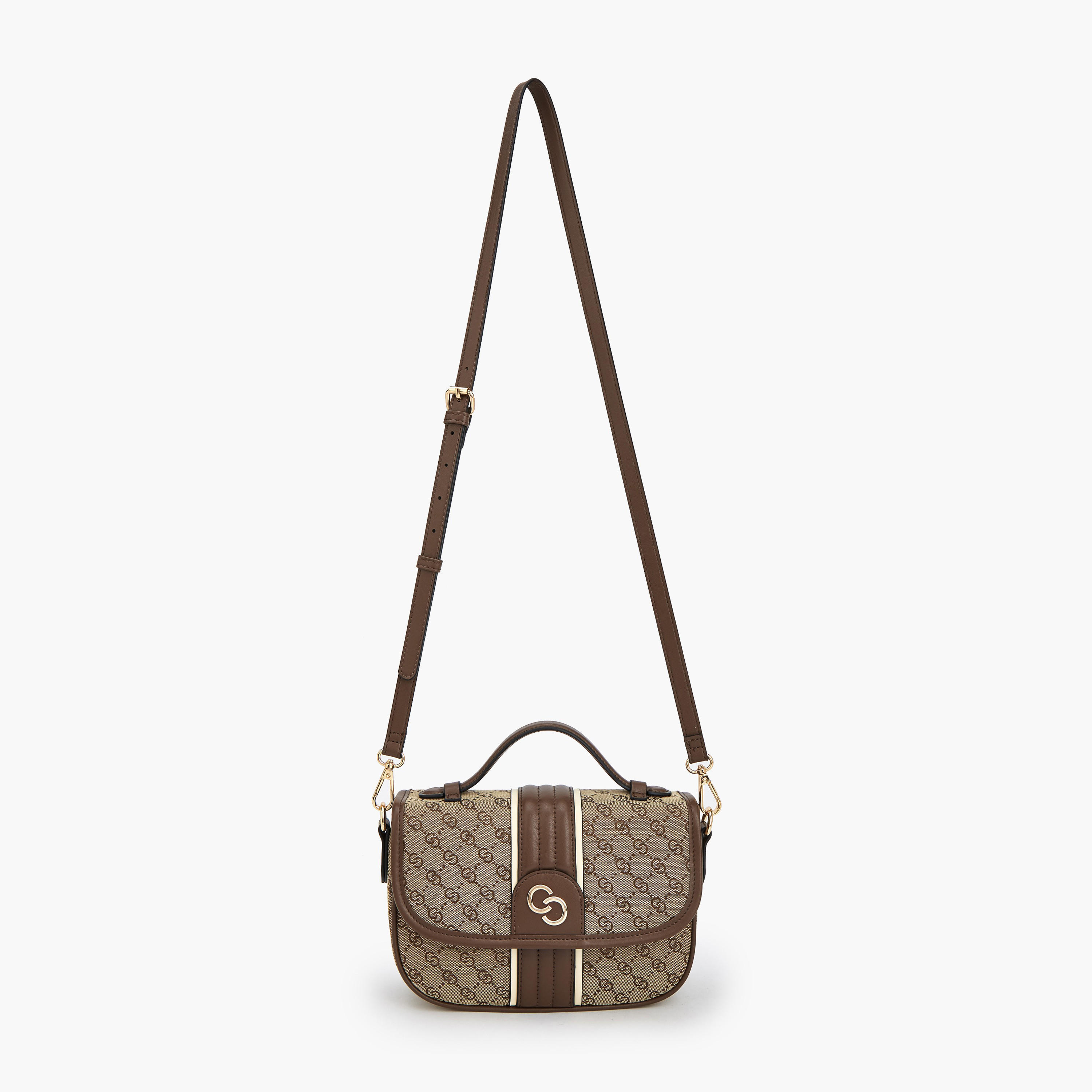 شنطة ساتشيل بملمس مونوجرام بارز وحزام قابل للفصل من سيليست-women-bagsandwallets-handbags-image-3