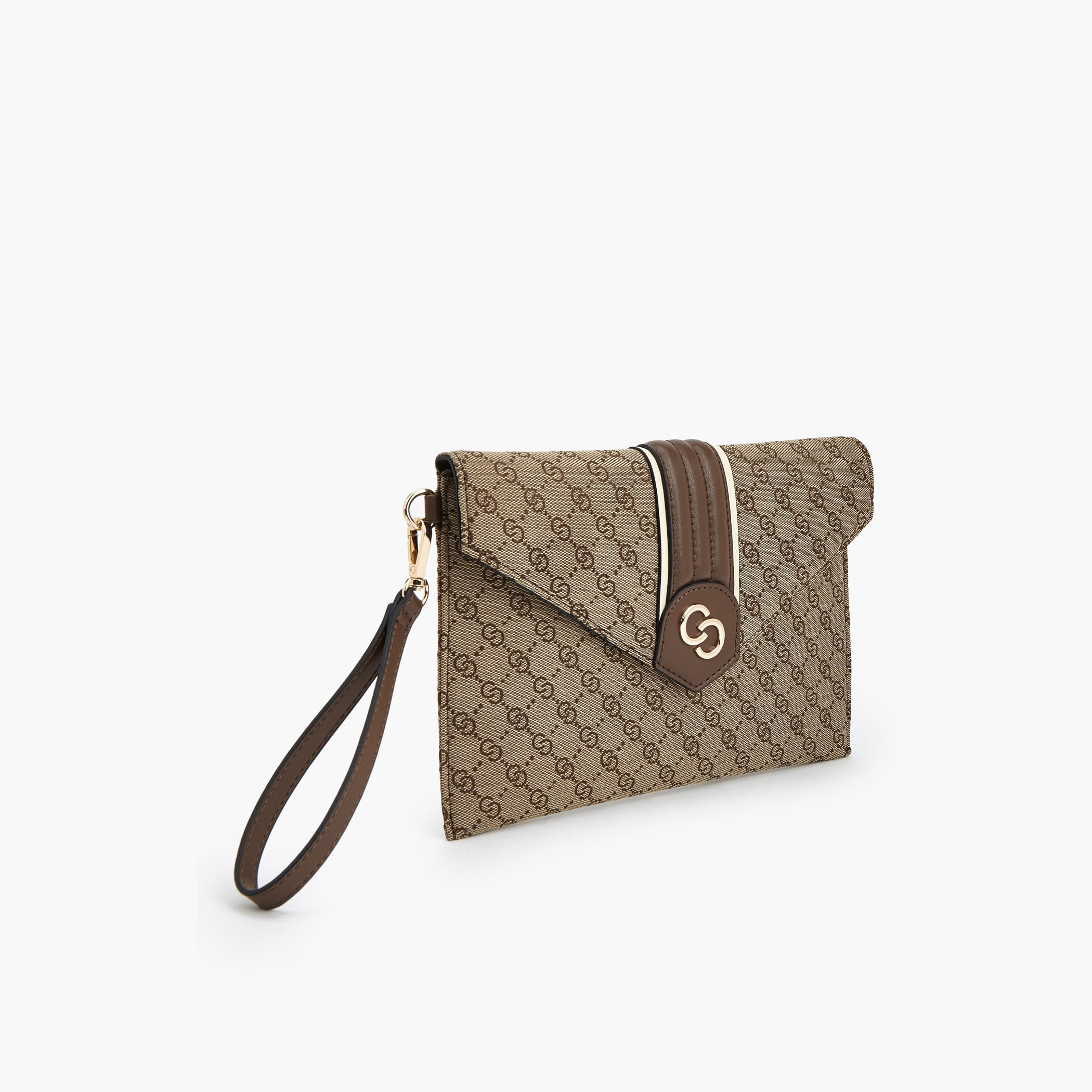 Celeste Monogram Textured Clutch with Wristlet-women-bagsandwallets-handbags-image-4