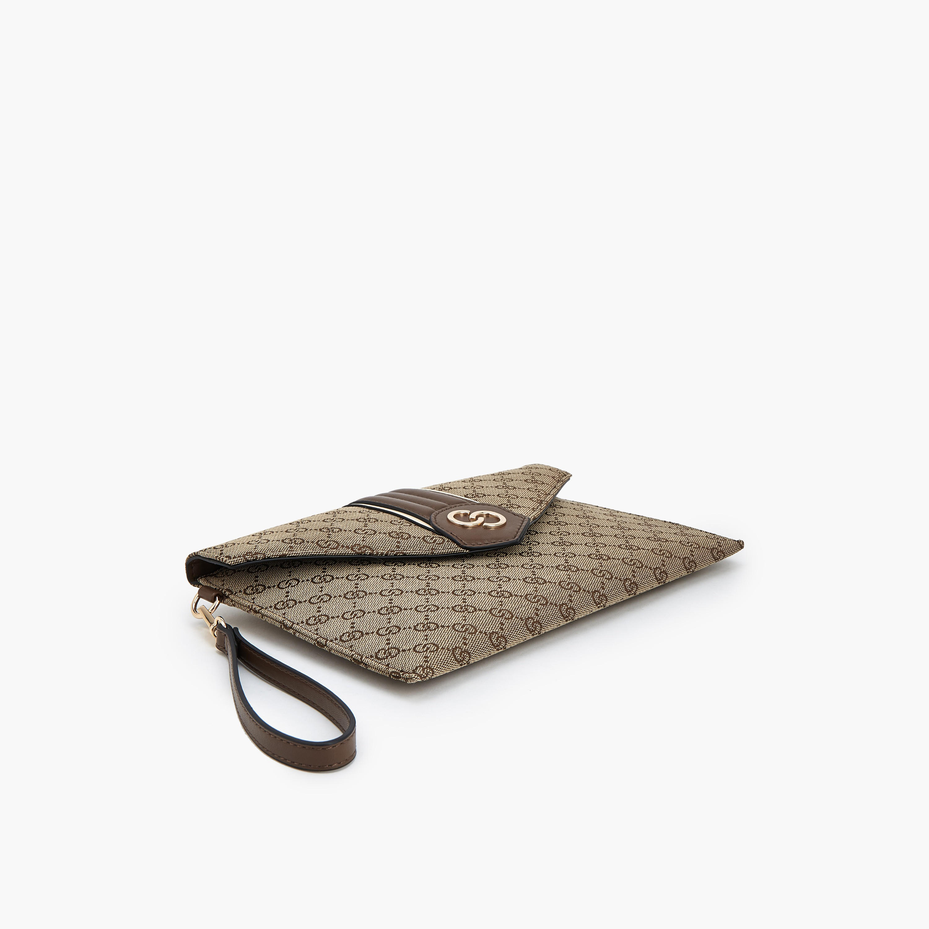 Celeste Monogram Textured Clutch with Wristlet-women-bagsandwallets-handbags-image-6
