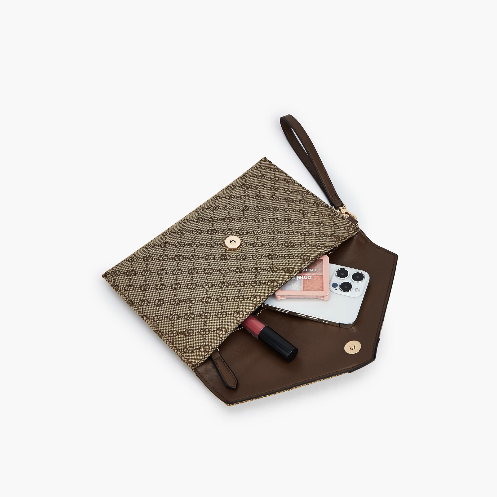Celeste Monogram Textured Clutch with Wristlet-women-bagsandwallets-handbags-image-7